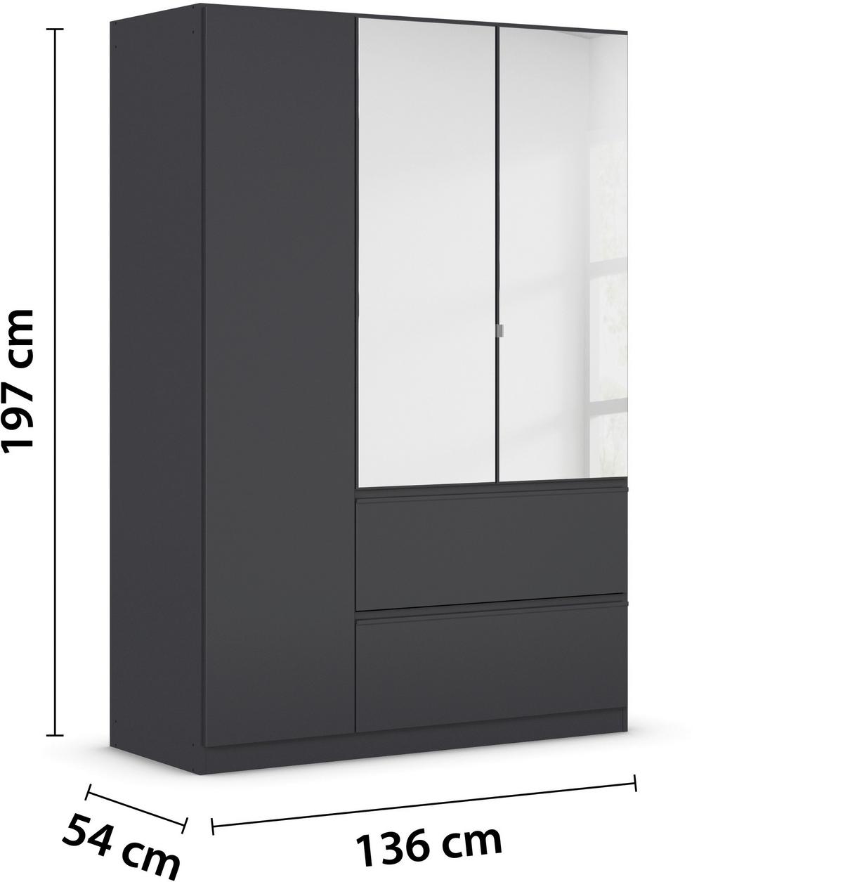 Omara S Klasičnimi Vrati Costa, Siva - temno siva/siva, Moderno, leseni material (136/197/54cm) - Rauch Möbel