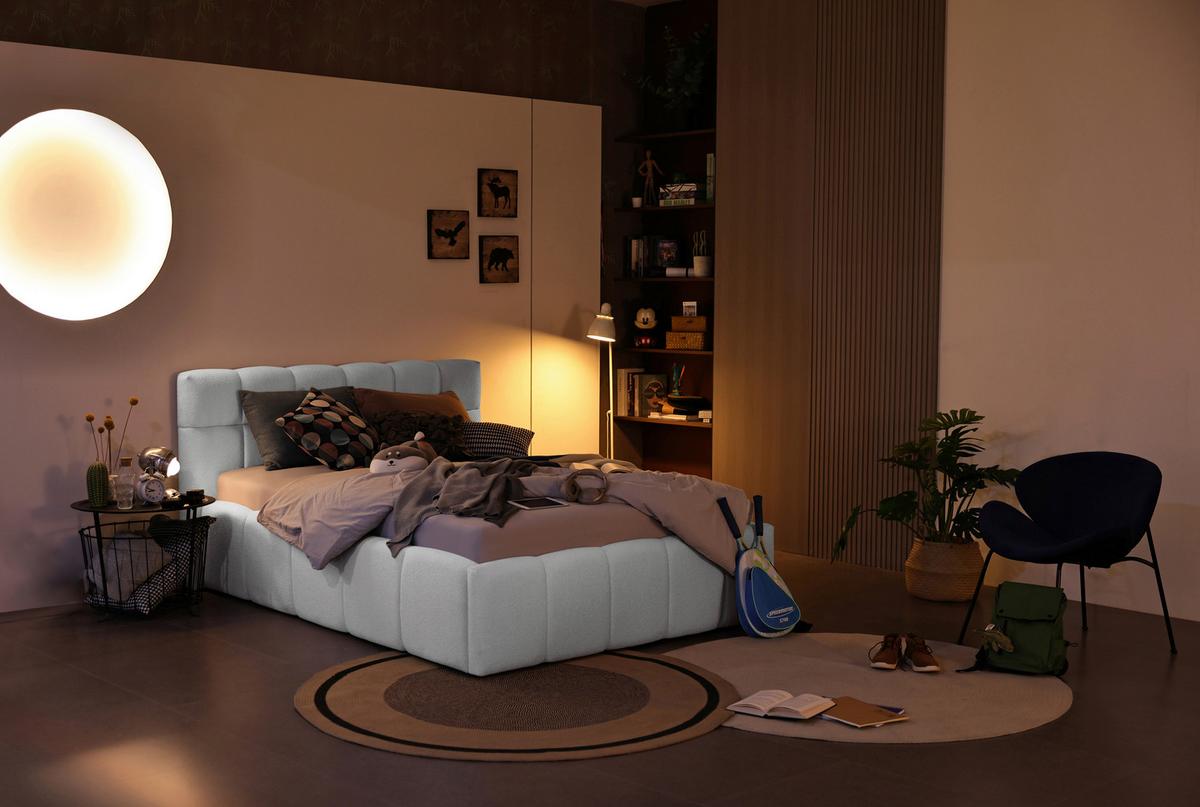 Polsterbett Ascona Hellgrau ca. 140x200cm - Hellgrau/Schwarz, KONVENTIONELL, Kunststoff/Textil (140/200cm) - Based