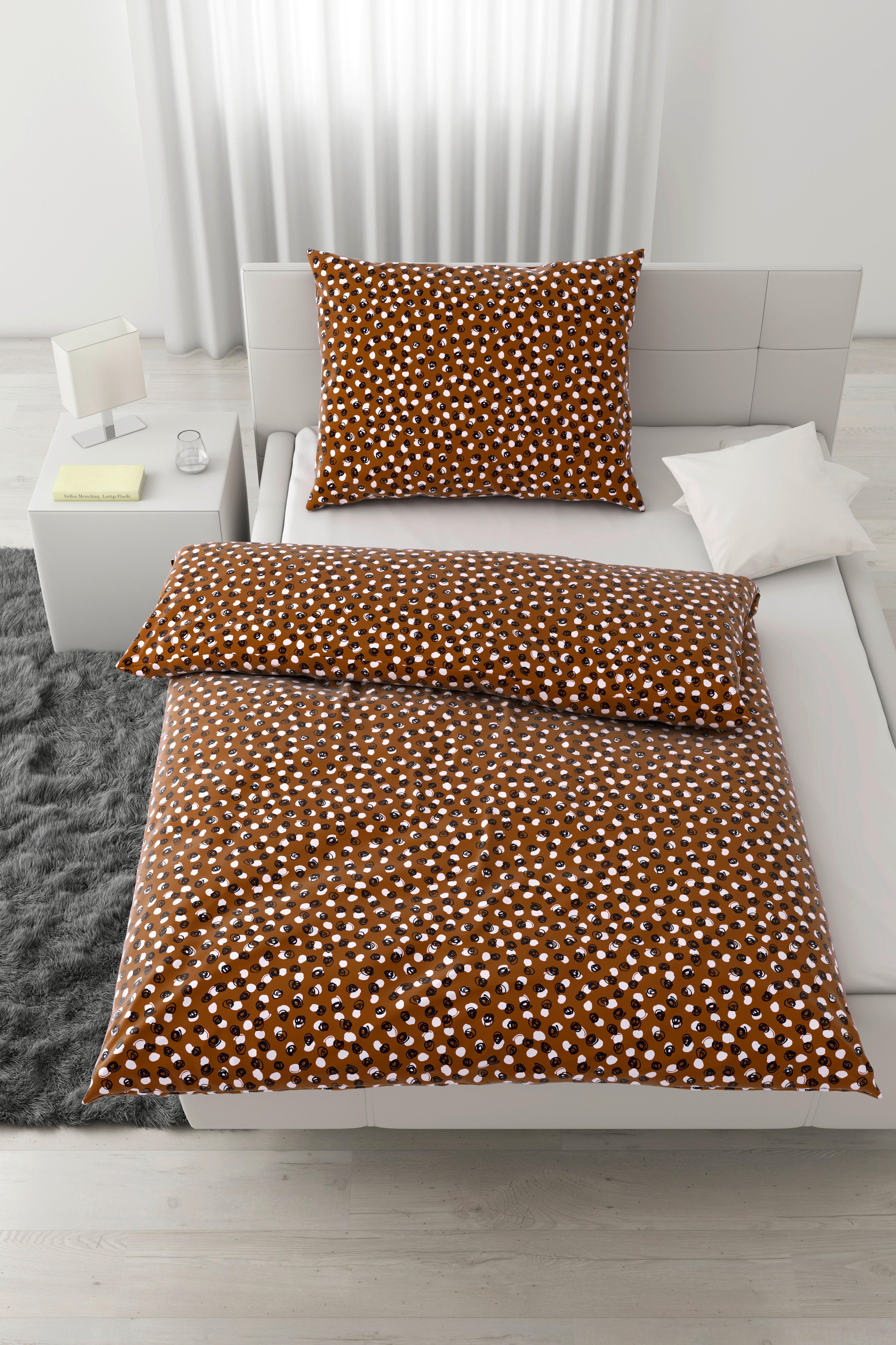 Bettwäsche Doodle Dots in Braun/Schwarz ca. 140x200cm - Schwarz/Braun, KONVENTIONELL, Textil (140/200cm) - Modern Living