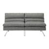 Schlafsofa Lia Hellgrau Lederlook - Chromfarben/Hellgrau, MODERN, Holz/Textil (171/112/53cm) - Bessagi Home