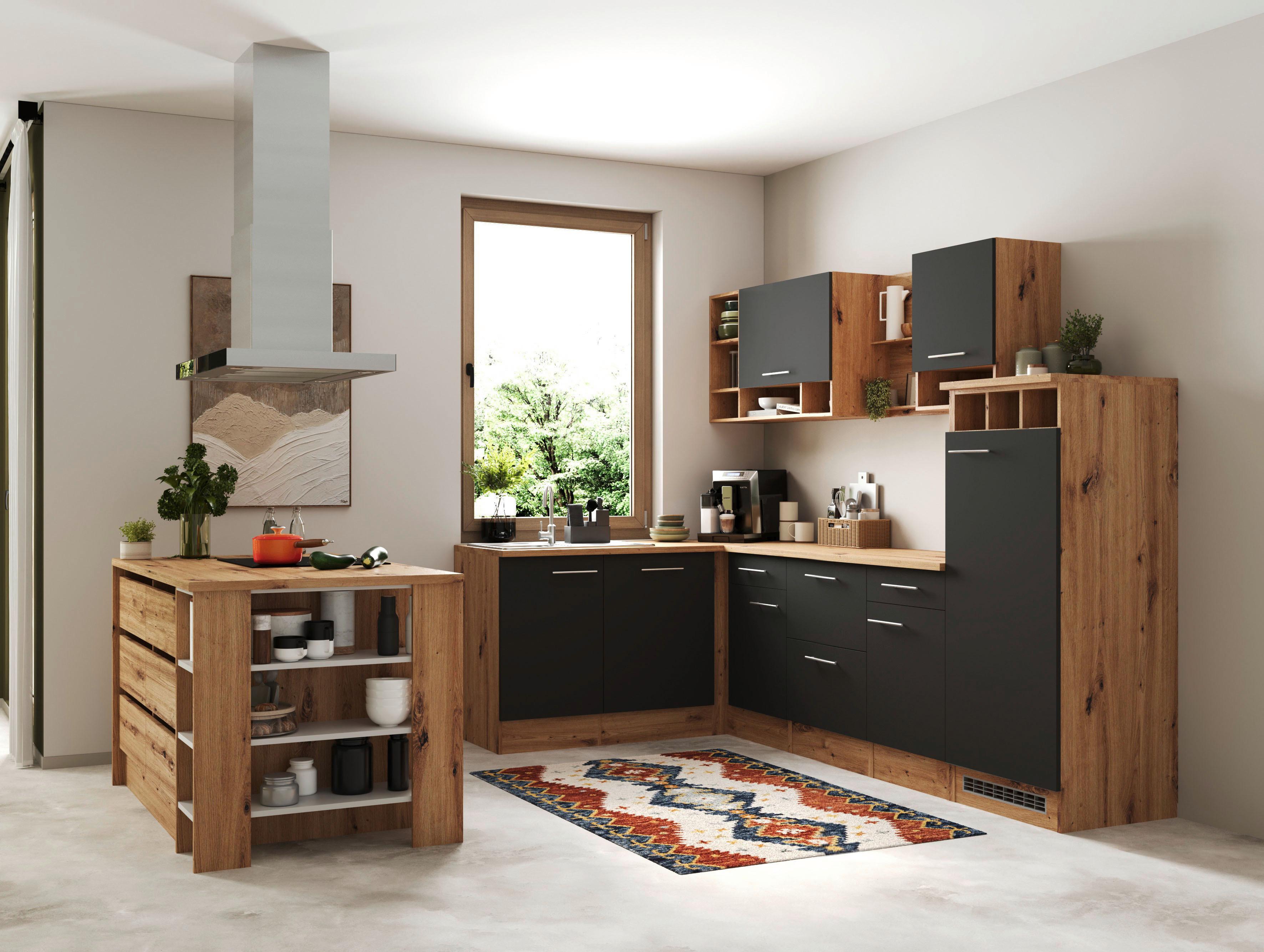 Kotna Kuhinja Z Aparati Hilde, 280x172cm - siva/barve aluminija, Design, kovina/leseni material (280/172cm) - Respekta