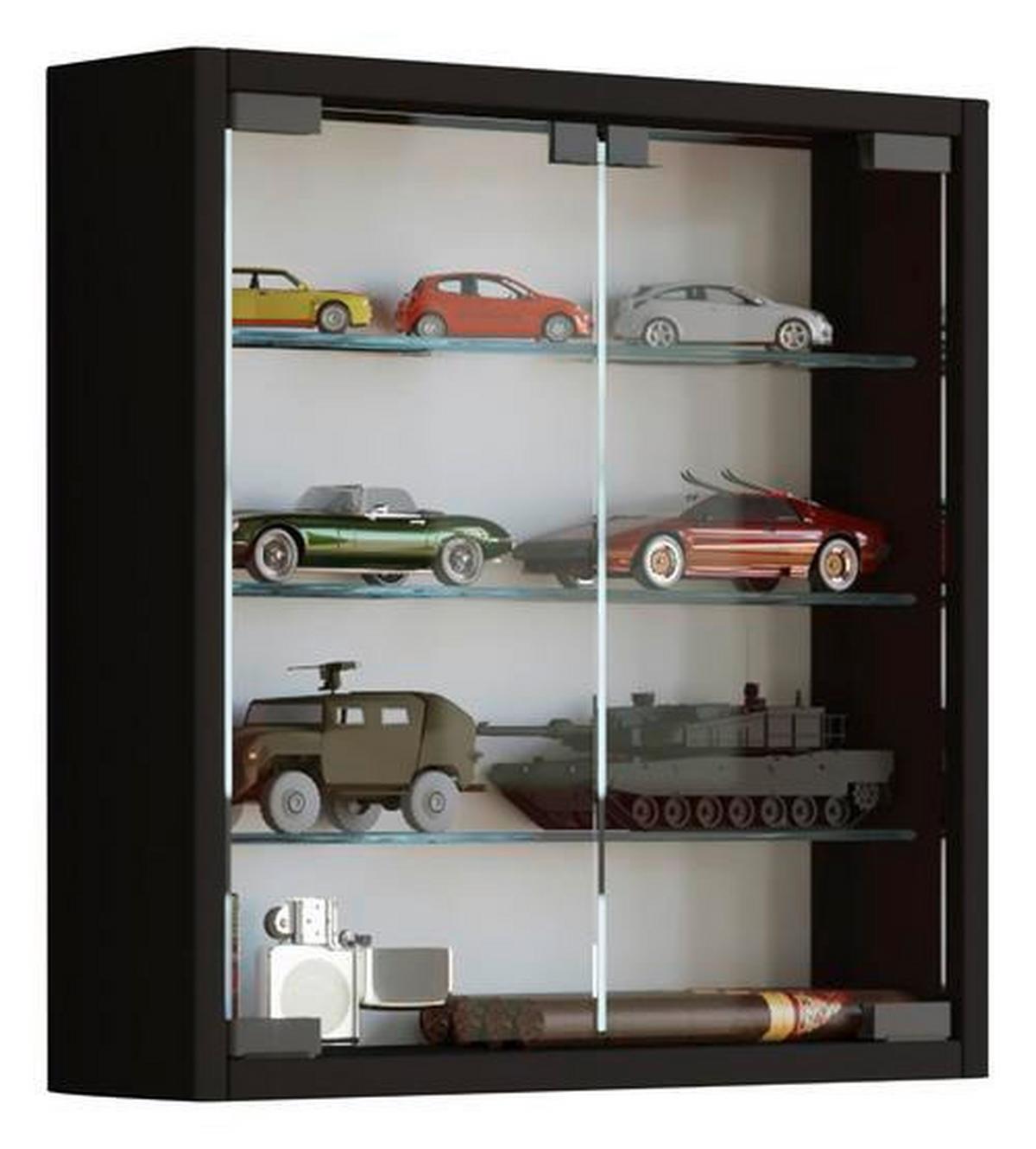 Hängevitrine Mandosa S ca.40x40x10cm Schwarz - Klar/Schwarz, KONVENTIONELL, Glas/Holzwerkstoff (40/40/10cm) - MID.YOU