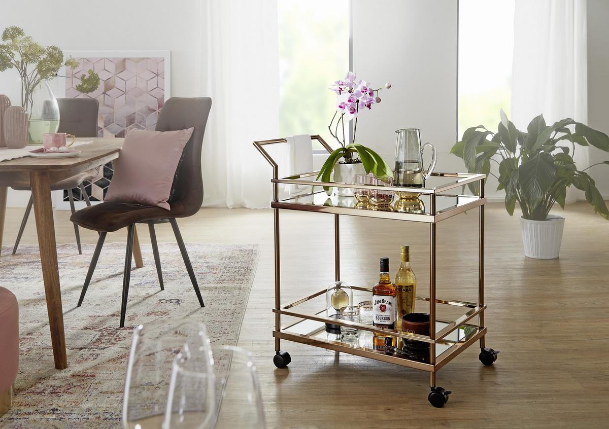 Servierwagen "WL5.987", gold - Goldfarben, Design, Glas/Kunststoff (45/65,5/84cm) - MID.YOU