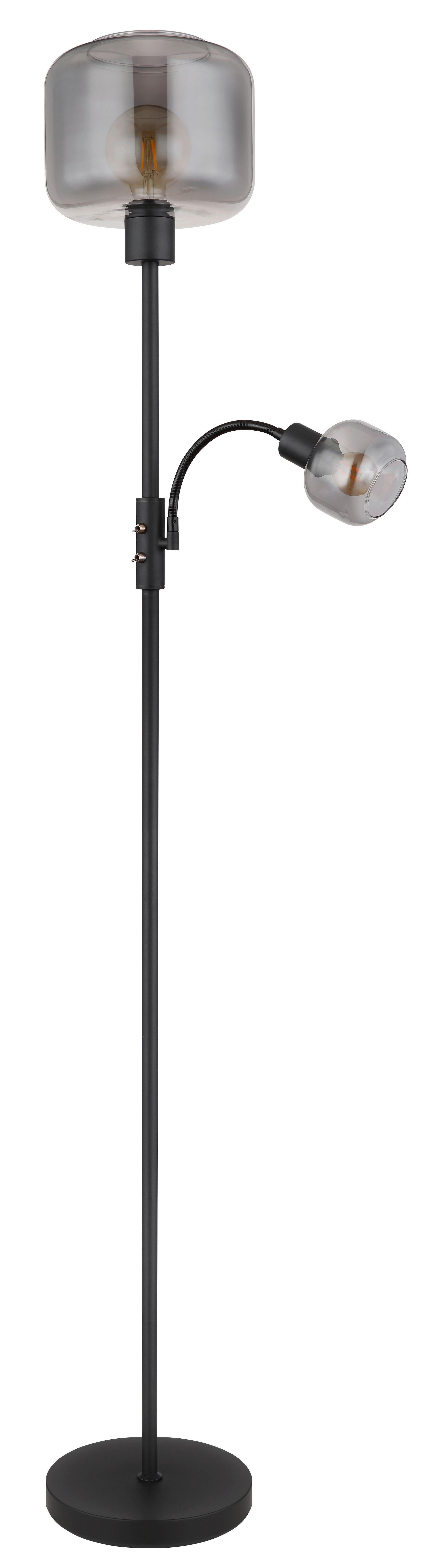 Stehleuchte Giuseppe in Schwarz max. 40 Watt - Schwarz, Design, Glas/Metall (25/165cm) - Globo