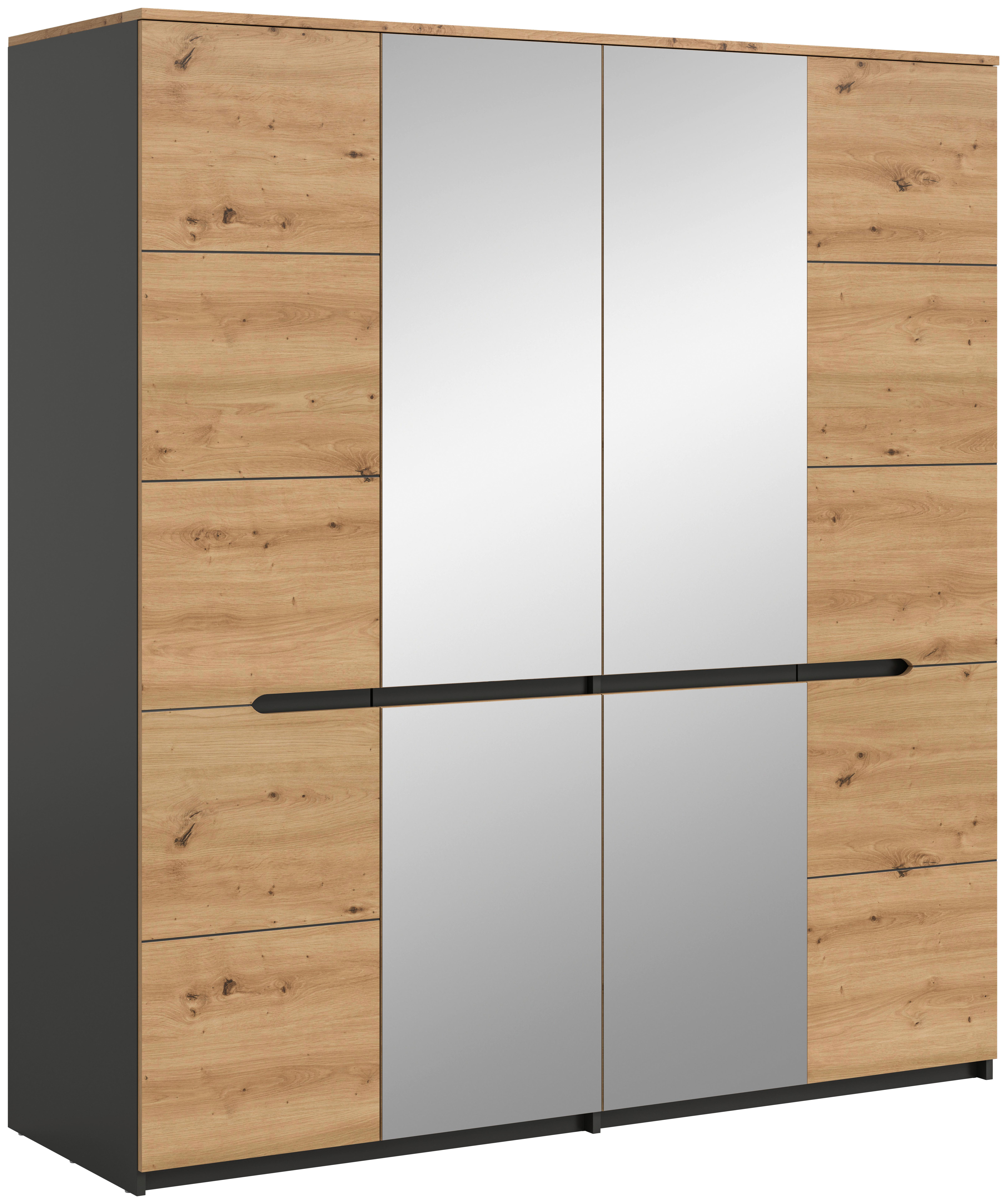 Drehtürenschrank CANU Eiche Artisan, Grau - Eiche Artisan/Grau, MODERN, Glas/Holzwerkstoff (180/198/59cm) - MID.YOU