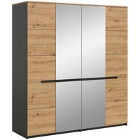 Drehtürenschrank CANU Eiche Artisan, Grau - Eiche Artisan/Grau, MODERN, Glas/Holzwerkstoff (180/198/59cm) - MID.YOU