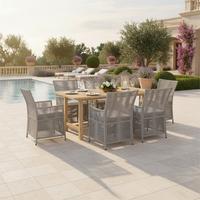 Vrtna Garnitura Simone, Siva, Les Akacije, 7-Delno - barve akacije/svetlo siva, Moderno, umetna masa/tekstil - Bessagi Garden