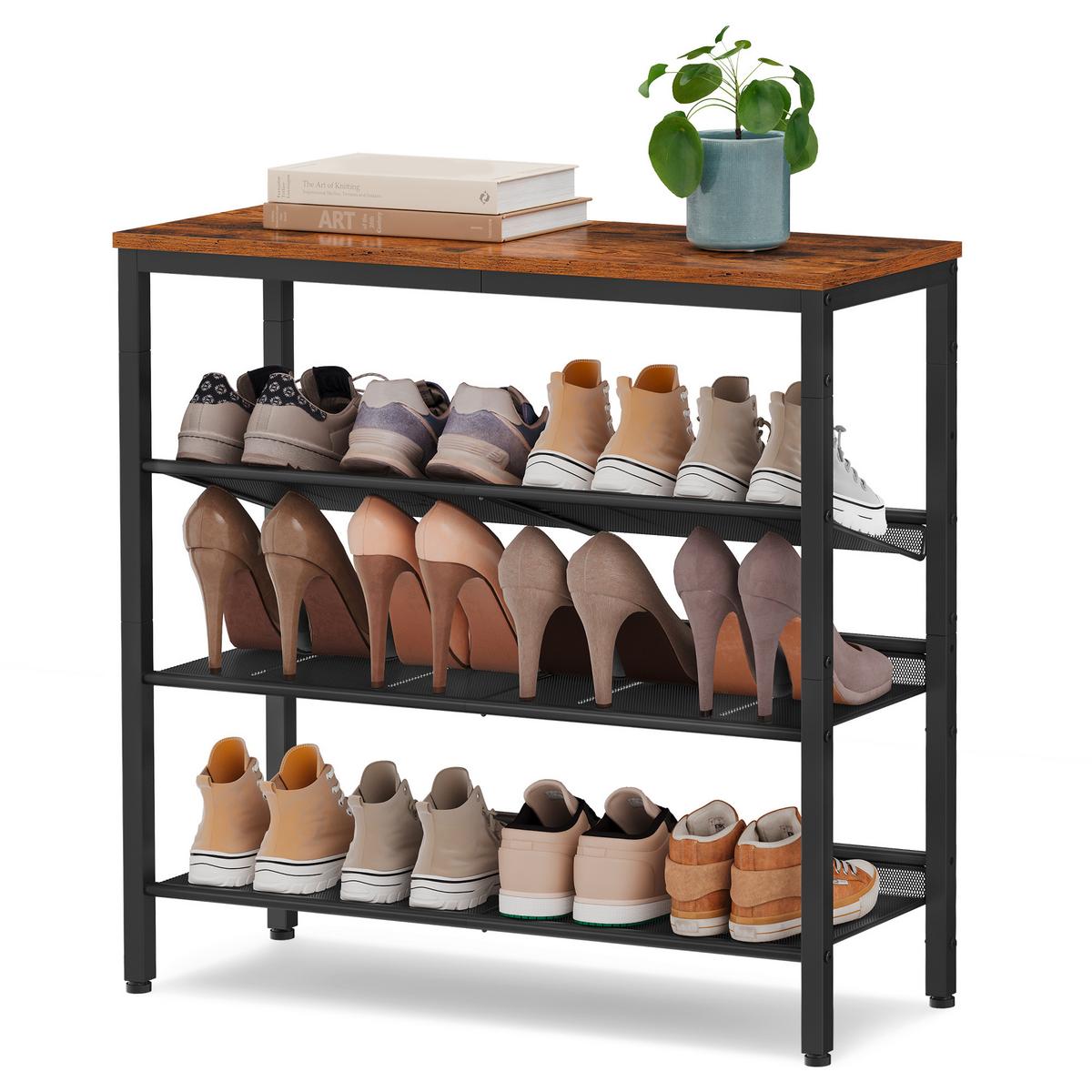 SCHUHREGAL SHOE RACK - Schwarz/Braun, MODERN, Holzwerkstoff/Metall (75/73/30cm) - MID.YOU