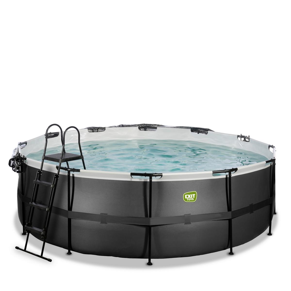 Bazen Exit Black Pool, Črpalka S Peščenim Filtrom, Ø 427cm - črna, Konvencionalno, umetna masa (427/122cm) - EXIT Toys
