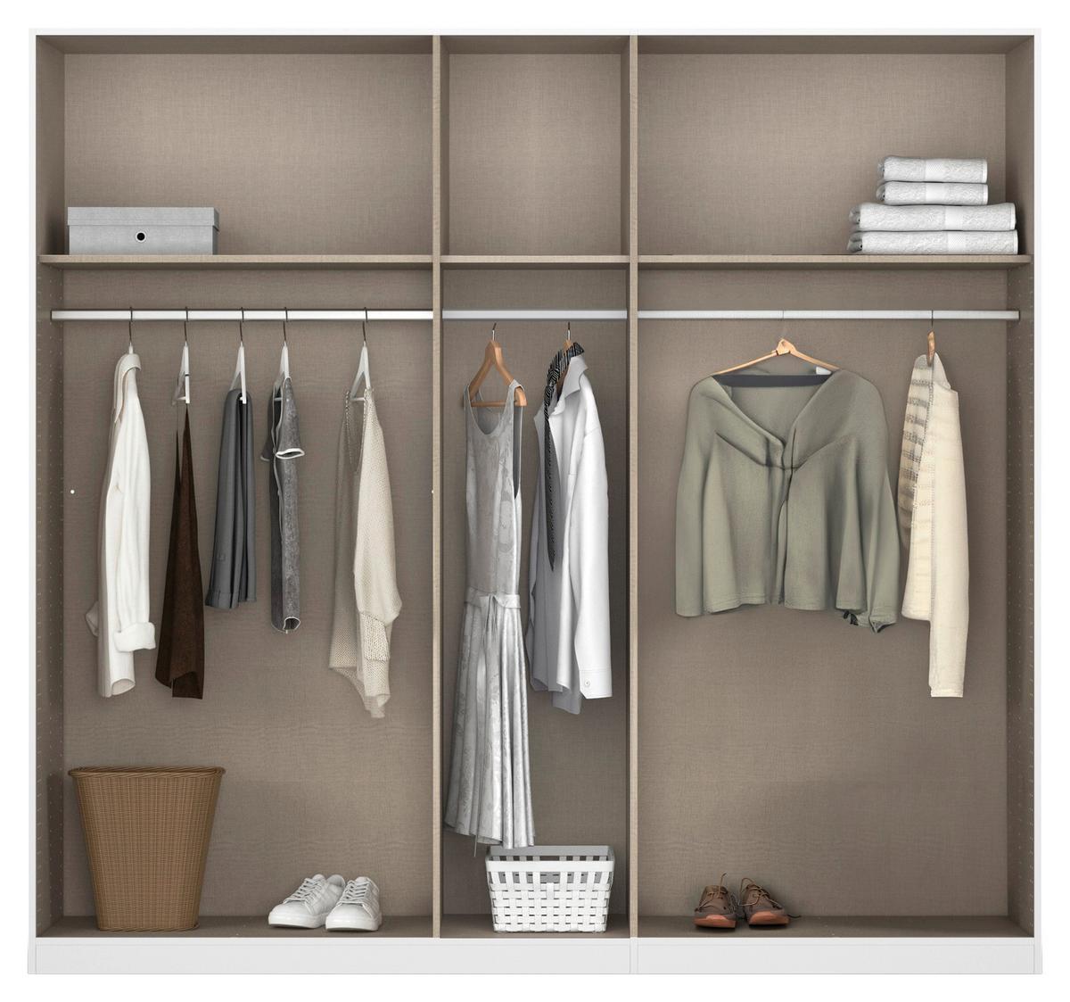 Kleiderschrank Safari Champagner/Eiche Artisan - Champagner/Eiche Artisan, KONVENTIONELL, Holzwerkstoff (226/229/54cm) - Based