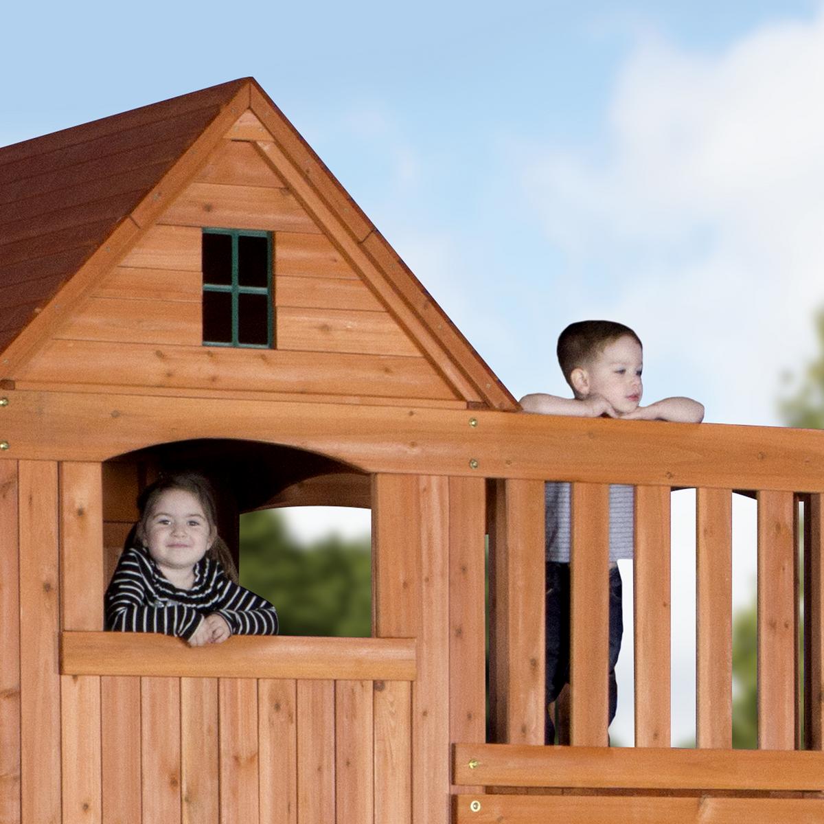 Spielturm B1808058 aus Zeder Massiv - Braun/Grün, KONVENTIONELL, Holz (537,2/290/409cm) - Ambia Garden