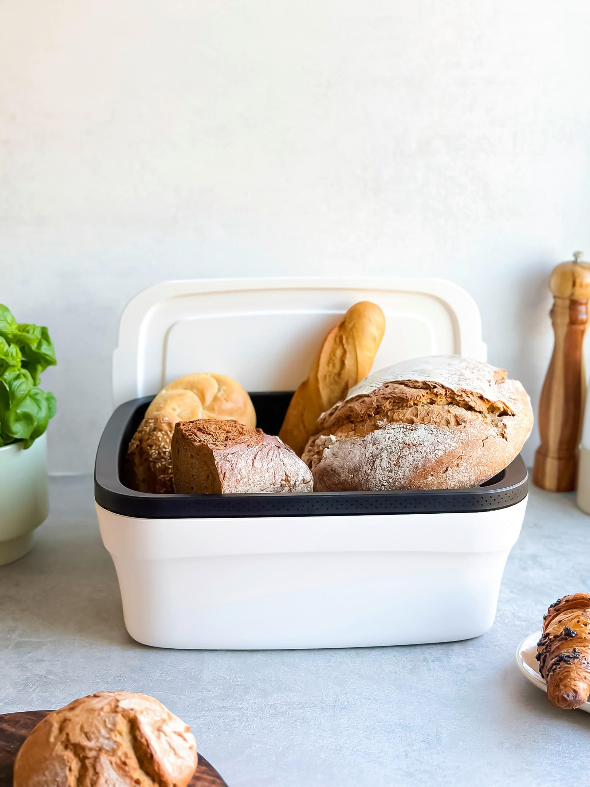 Kenyértartó Doboz Tetővel Tupperware Breadsmart - L - fehér/szürke, Modern, műanyag (38/26,5/15,5cm) - Tupperware