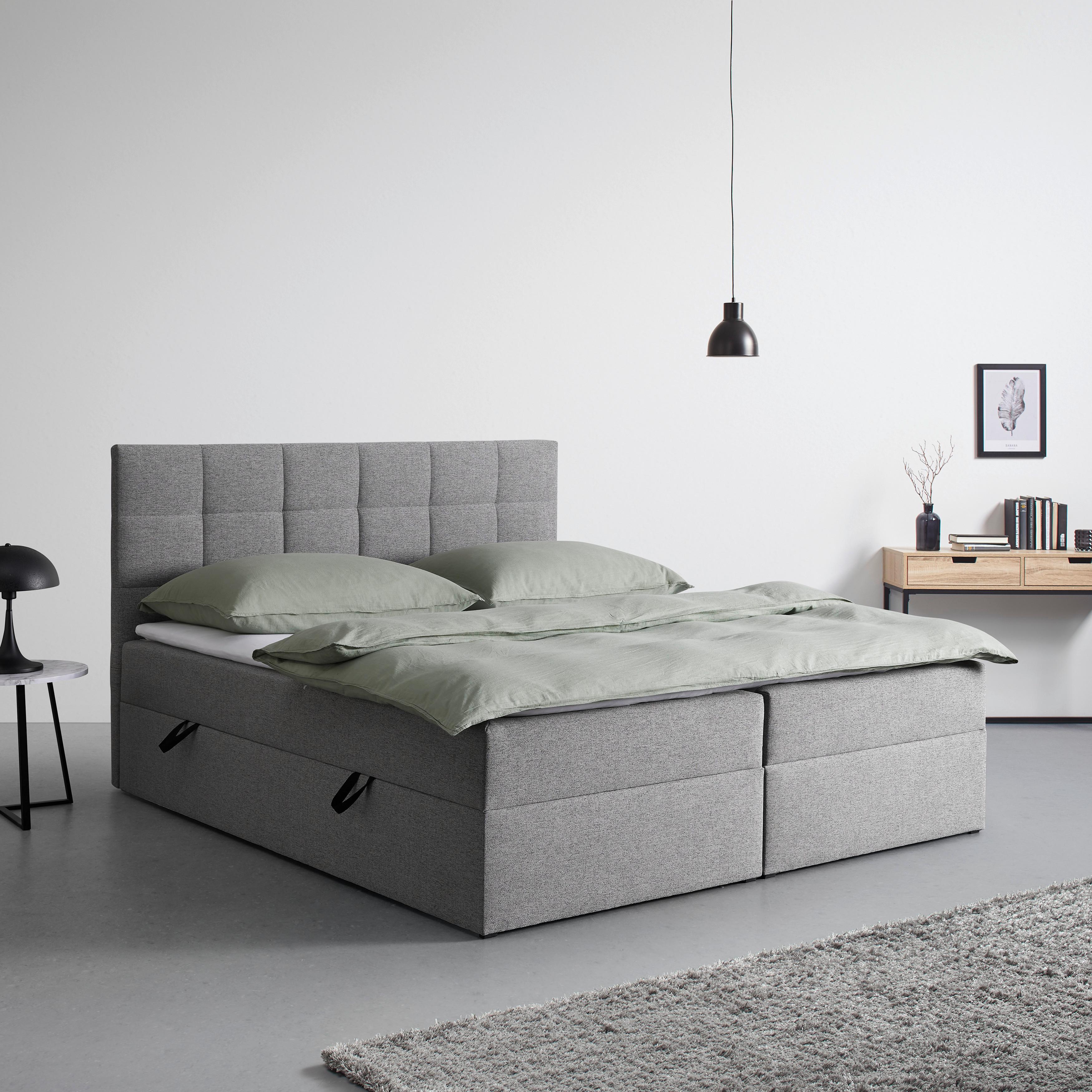 Boxspringbett ''Nicole'', 180x200 Cm, Grau, Mit Topper Online Kaufen Mömax