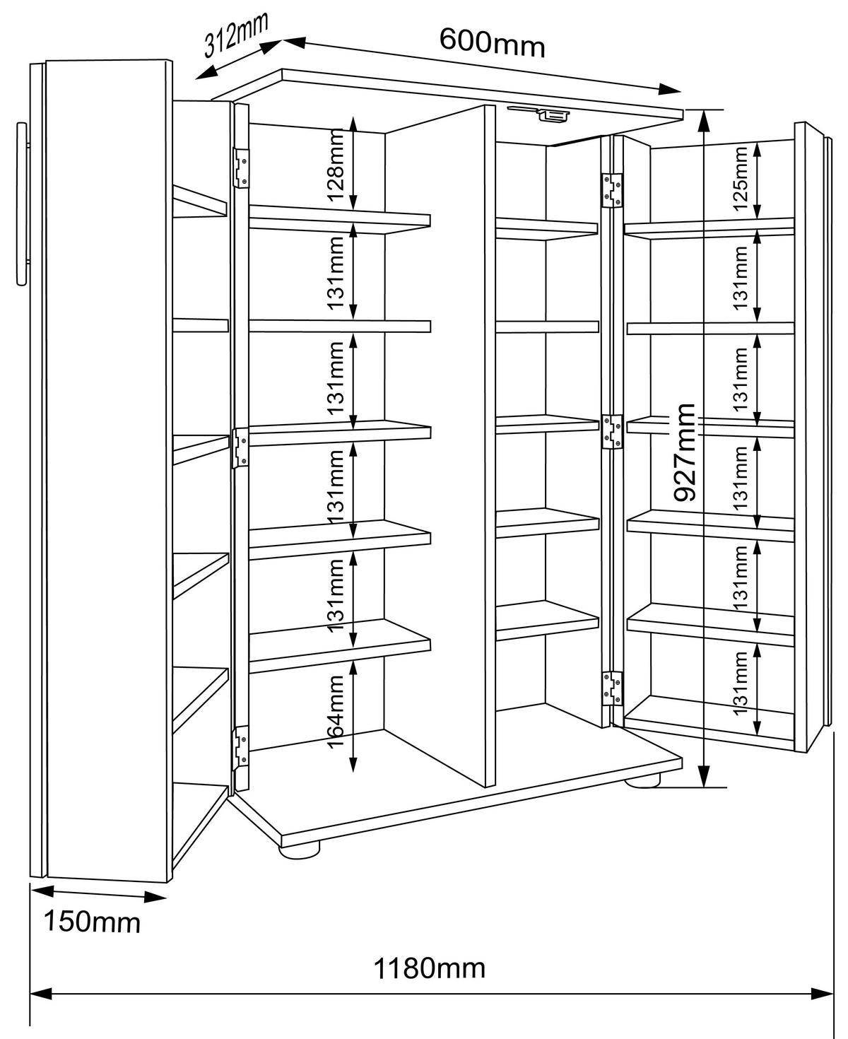 CD-REGAL ENGALO XL - Anthrazit/Schwarz, Design, Holzwerkstoff/Kunststoff (60/93/31cm) - MID.YOU