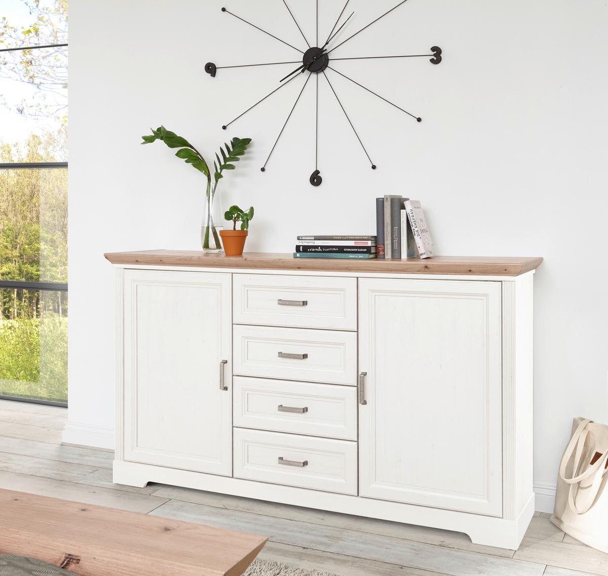 Komoda Jasmin Ii - bijela/hrast Artisan, Lifestyle, drvni materijal/metal (164/90/41cm) - Modern Living