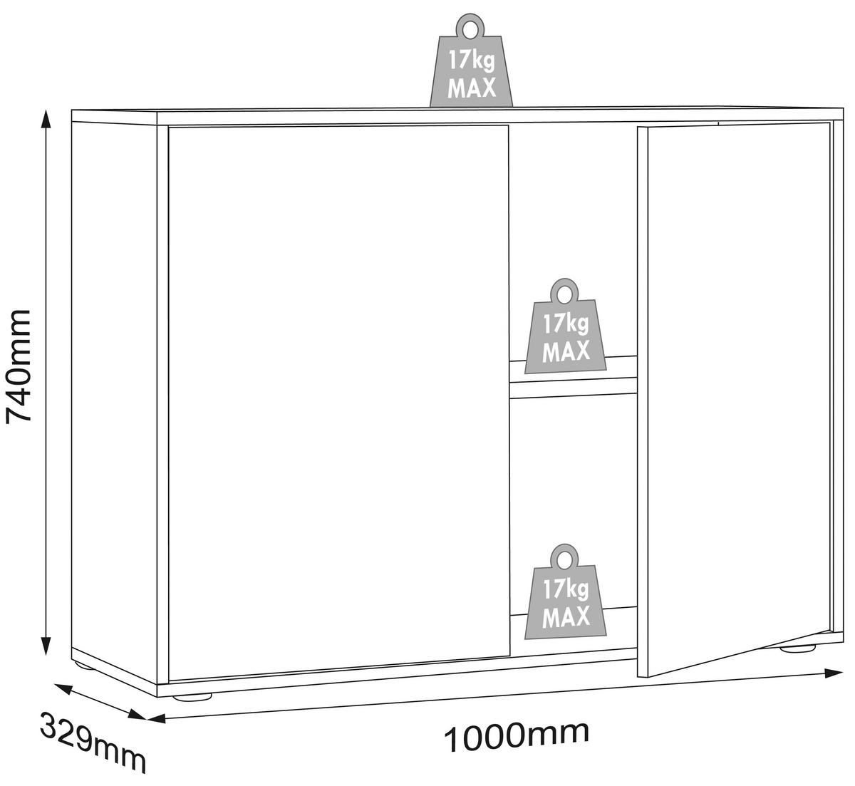 AKTENSCHRANK SALIA B100 - Honigeiche/Weiss, Design, Holzwerkstoff (100/74/33cm) - MID.YOU