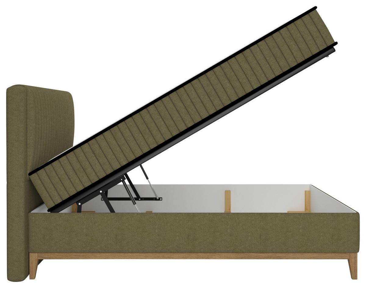 Bett Elena Olivgrün ca. 140x200cm - Olivgrün, KONVENTIONELL, Holz/Holzwerkstoff (140/200cm) - Sembella