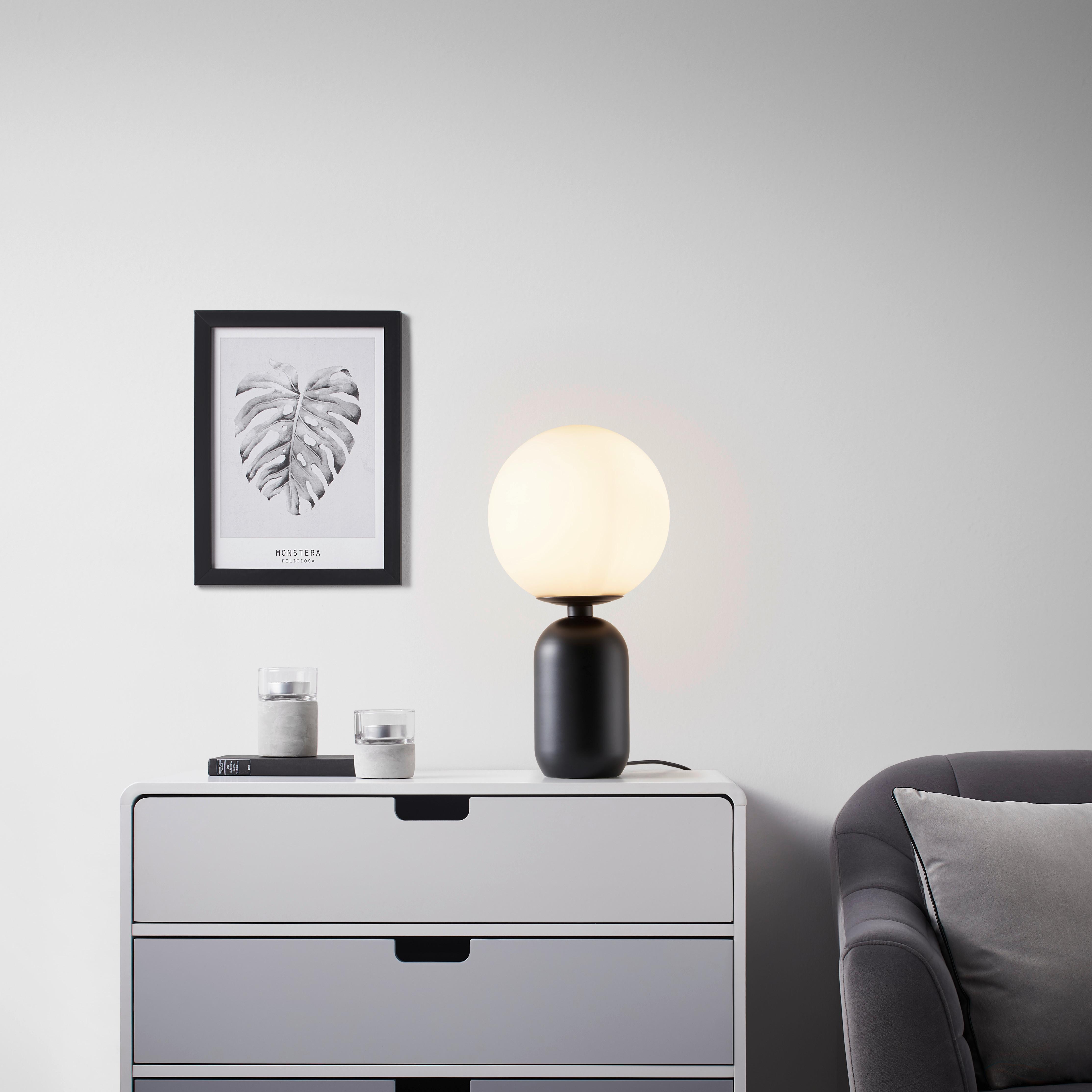 Tischleuchte Tiano max. 40 Watt - Schwarz, MODERN, Glas/Metall (25/48,5cm) - Bessagi Home