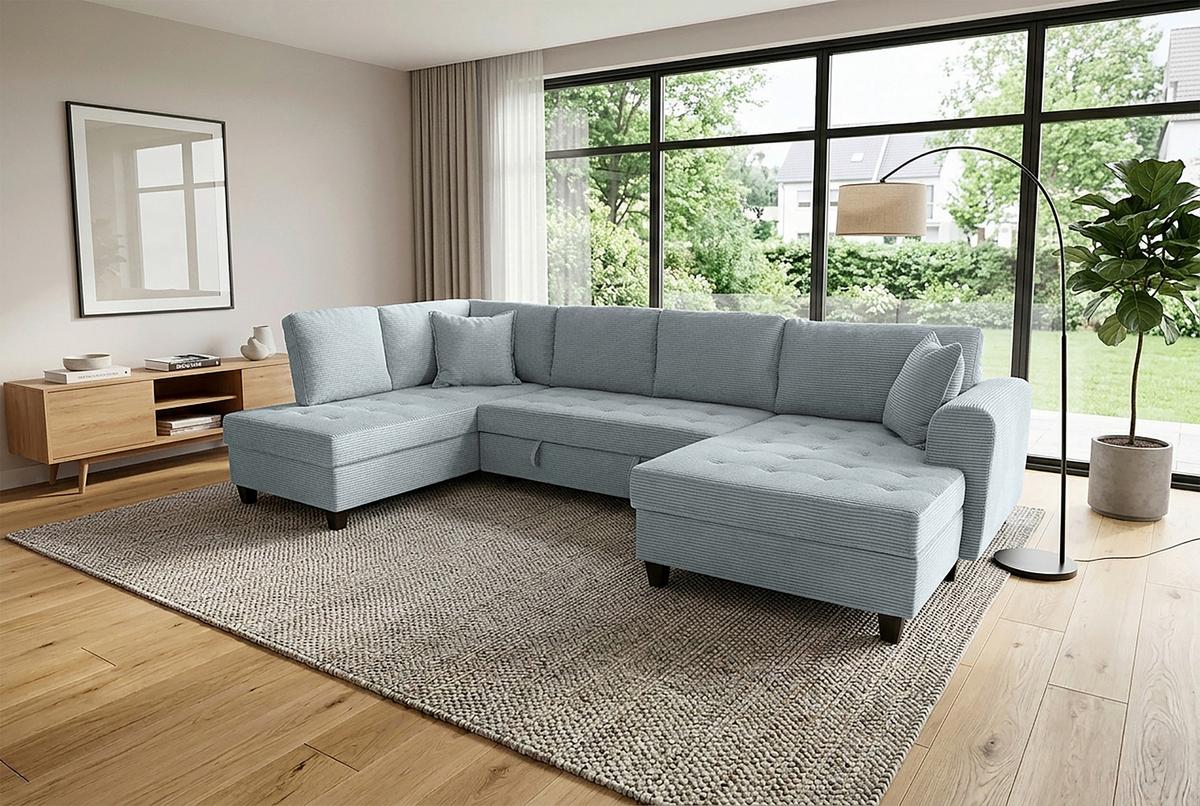Kutna Garnitura Moritz - sivo-zelena, Trend, tekstil (178/324/155cm) - Modern Living