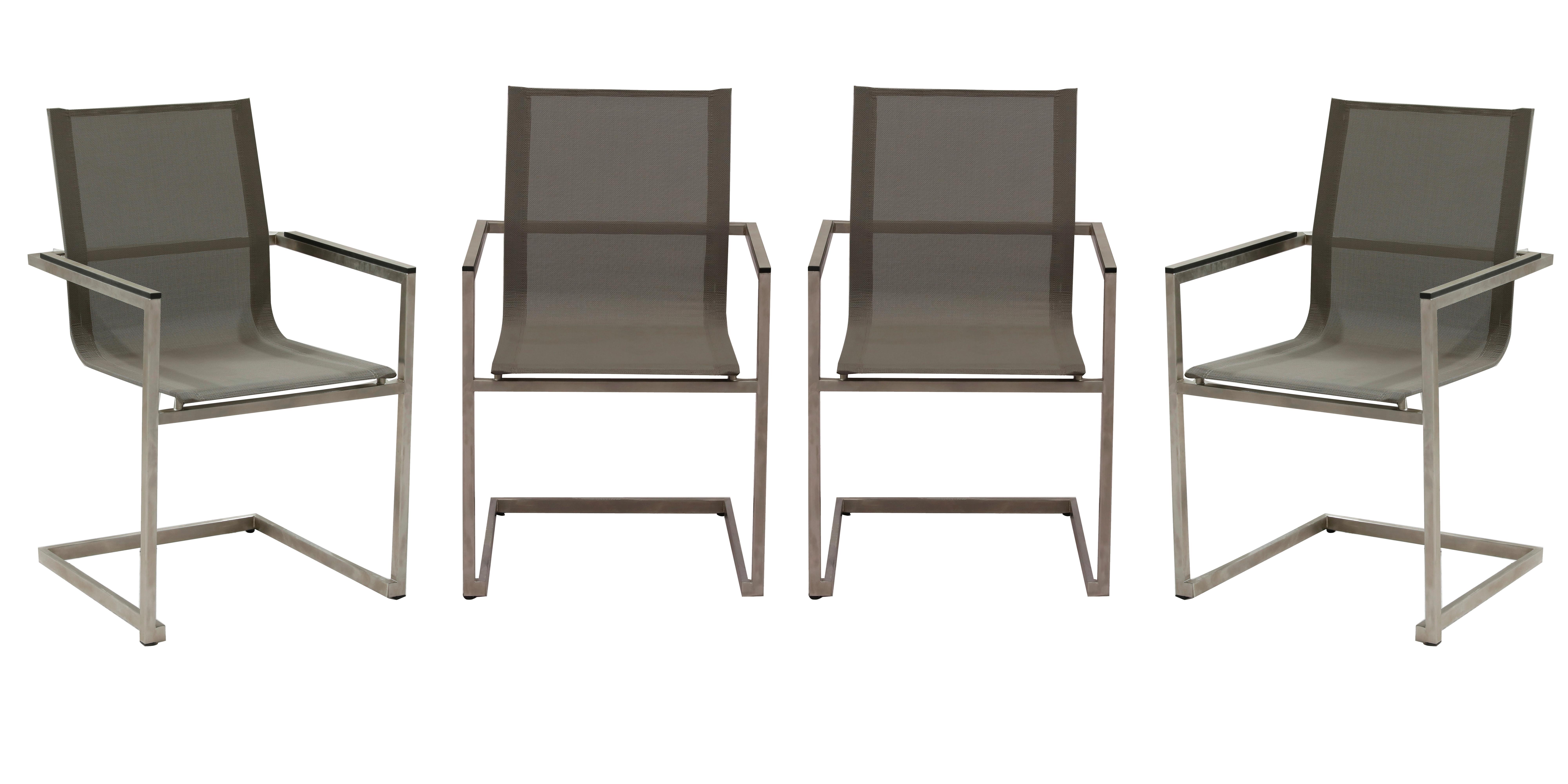 Gartensessel-Set 4-tlg Grau - Taupe/Silberfarben, Basics, Kunststoff/Metall (80/120/120cm) - Gardenson