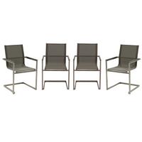 Gartensessel-Set 4-tlg Grau - Taupe/Silberfarben, Basics, Kunststoff/Metall (80/120/120cm) - Gardenson