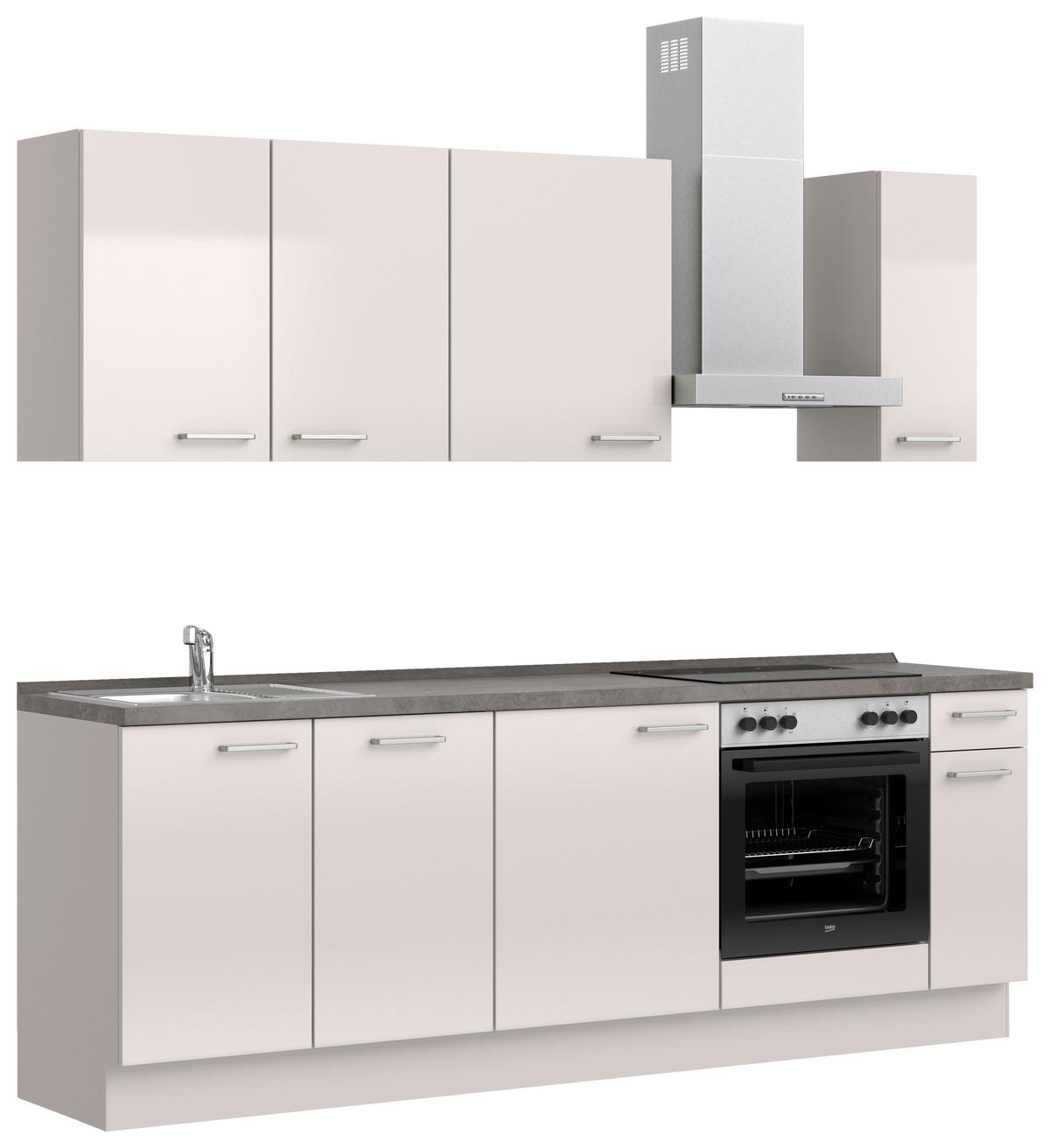 Küchenblock Flash Low m. Geräten Hellgrau - Schieferfarben/Edelstahlfarben, MODERN, Holzwerkstoff/Metall (240cm) - Nobilia