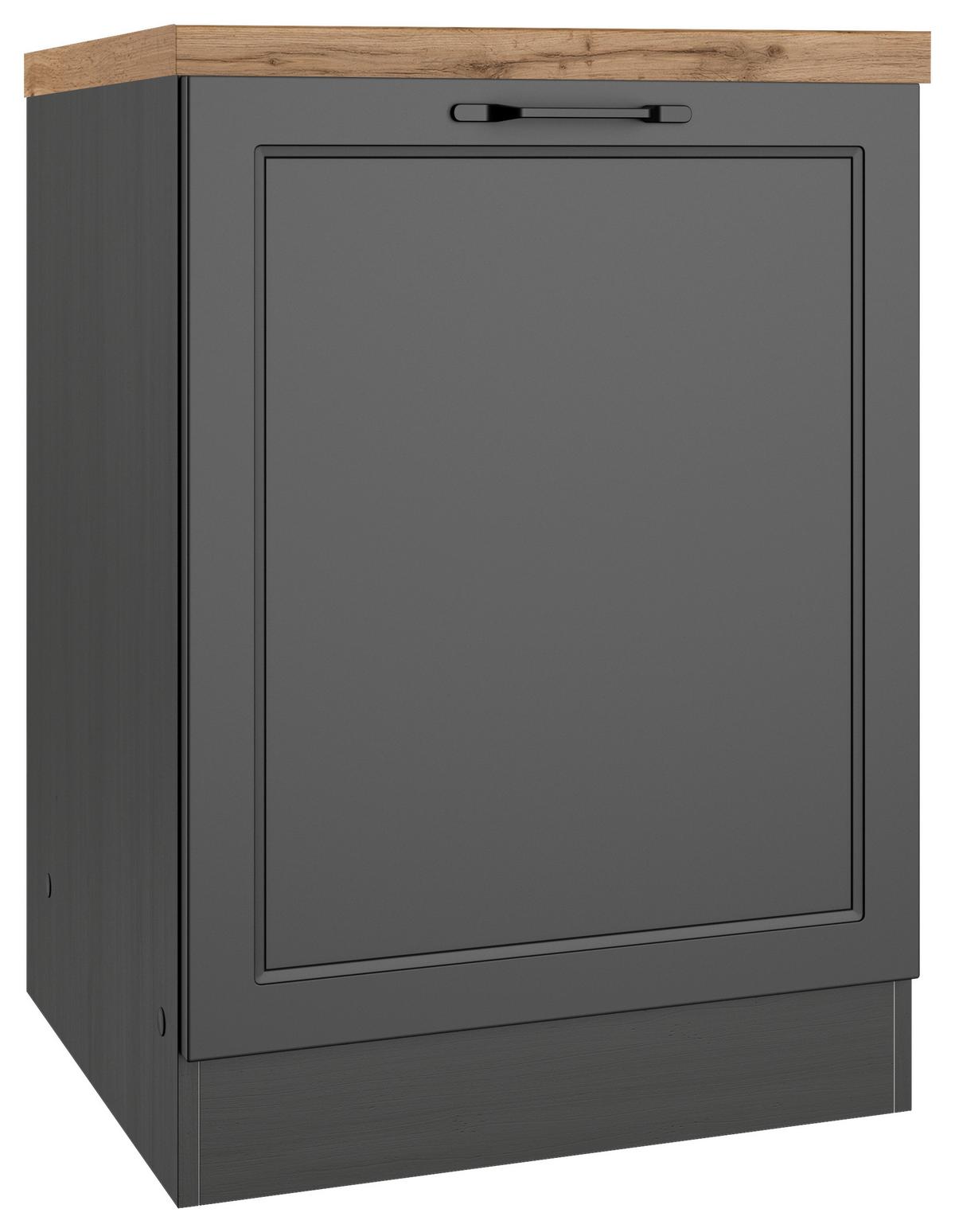 Küchenunterschrank Meran ca. 60x86x60 cm Grau/Eiche - Eiche Wotan/Schwarz, LIFESTYLE, Holzwerkstoff/Metall (60/86/60cm) - Held