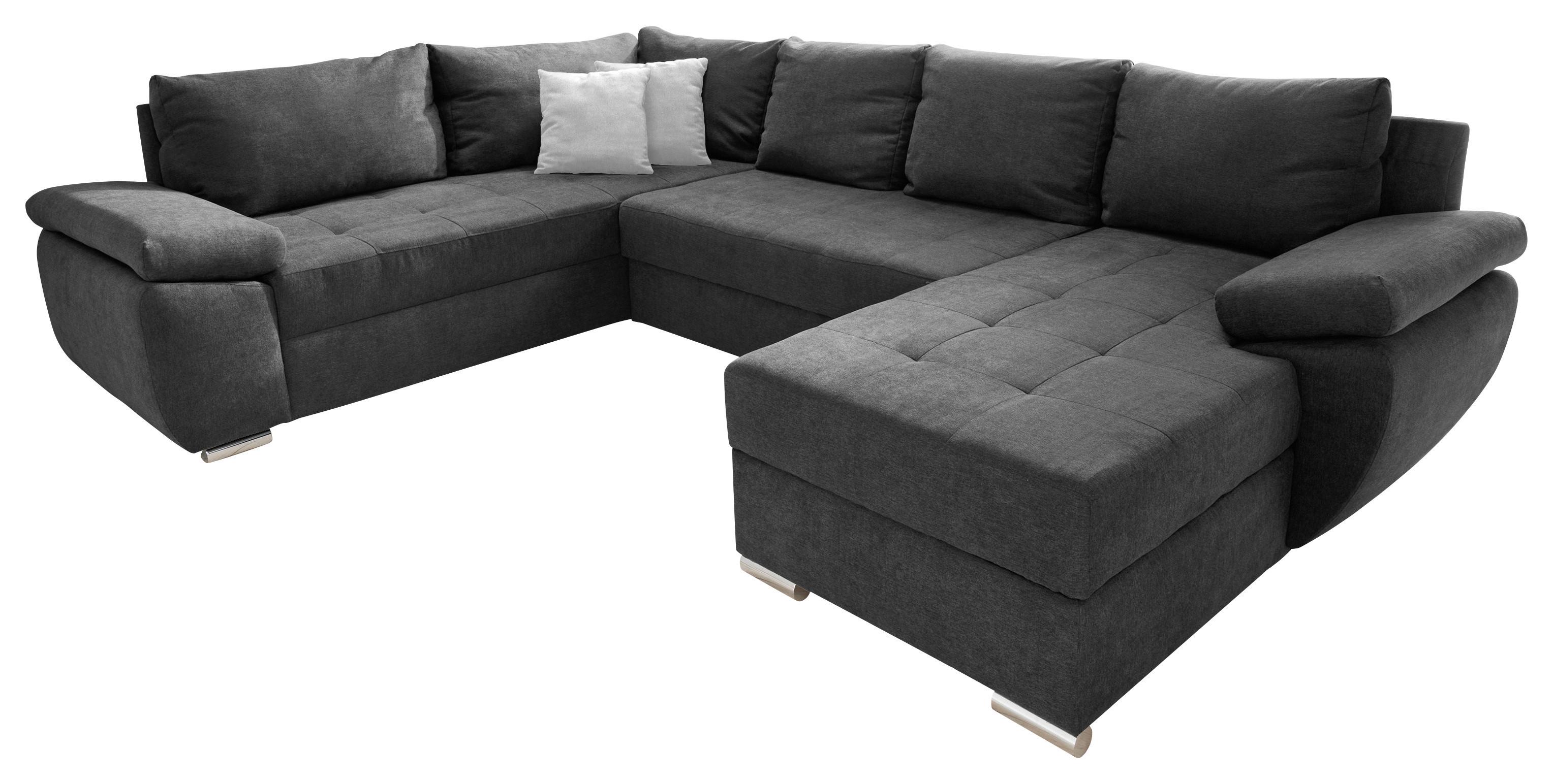 Sedežna Garnitura Terana, Antracit, Ležišče, Predal - barve kroma/srebrne barve, Konvencionalno, kovina/tekstil (219/305/157cm) - Livetastic