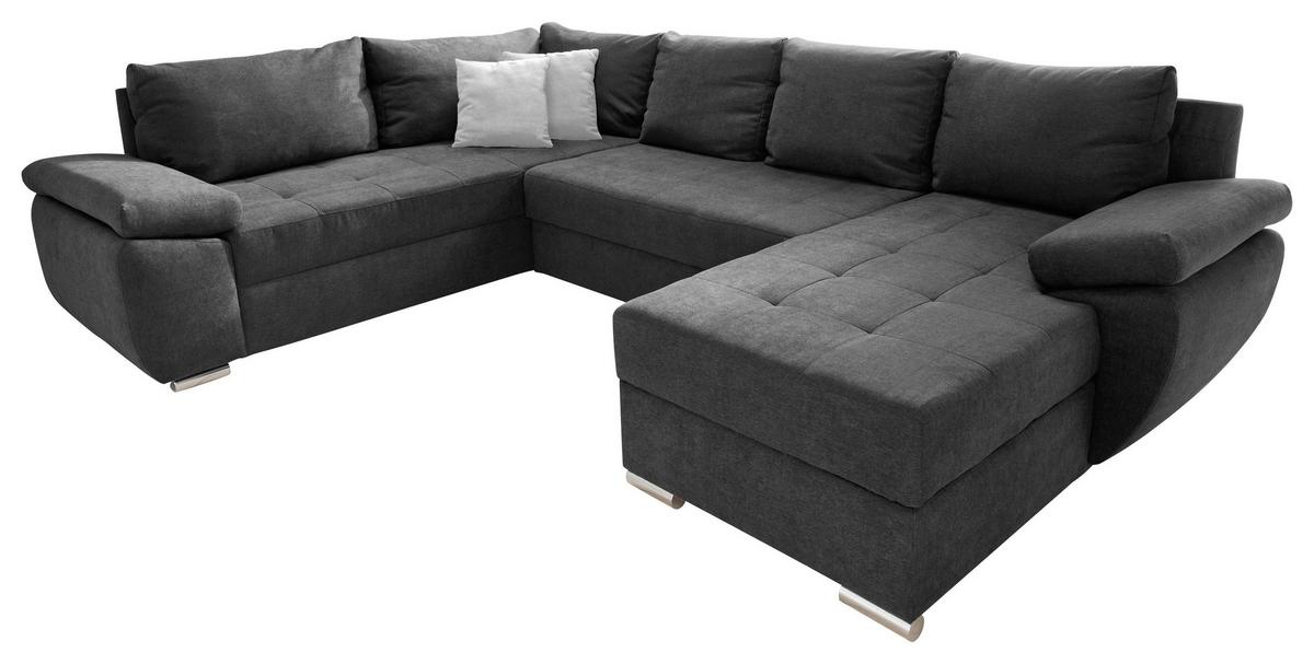 Sedežna Garnitura Terana, Antracit, Ležišče, Predal - barve kroma/srebrne barve, Konvencionalno, kovina/tekstil (219/305/157cm) - Livetastic