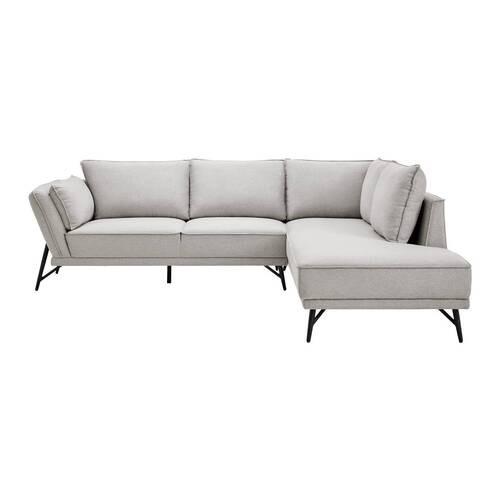 Wohnlandschaft Hanna in Grau - Schwarz/Grau, Modern, Holz/Textil (260/87/217cm) - Bessagi Home