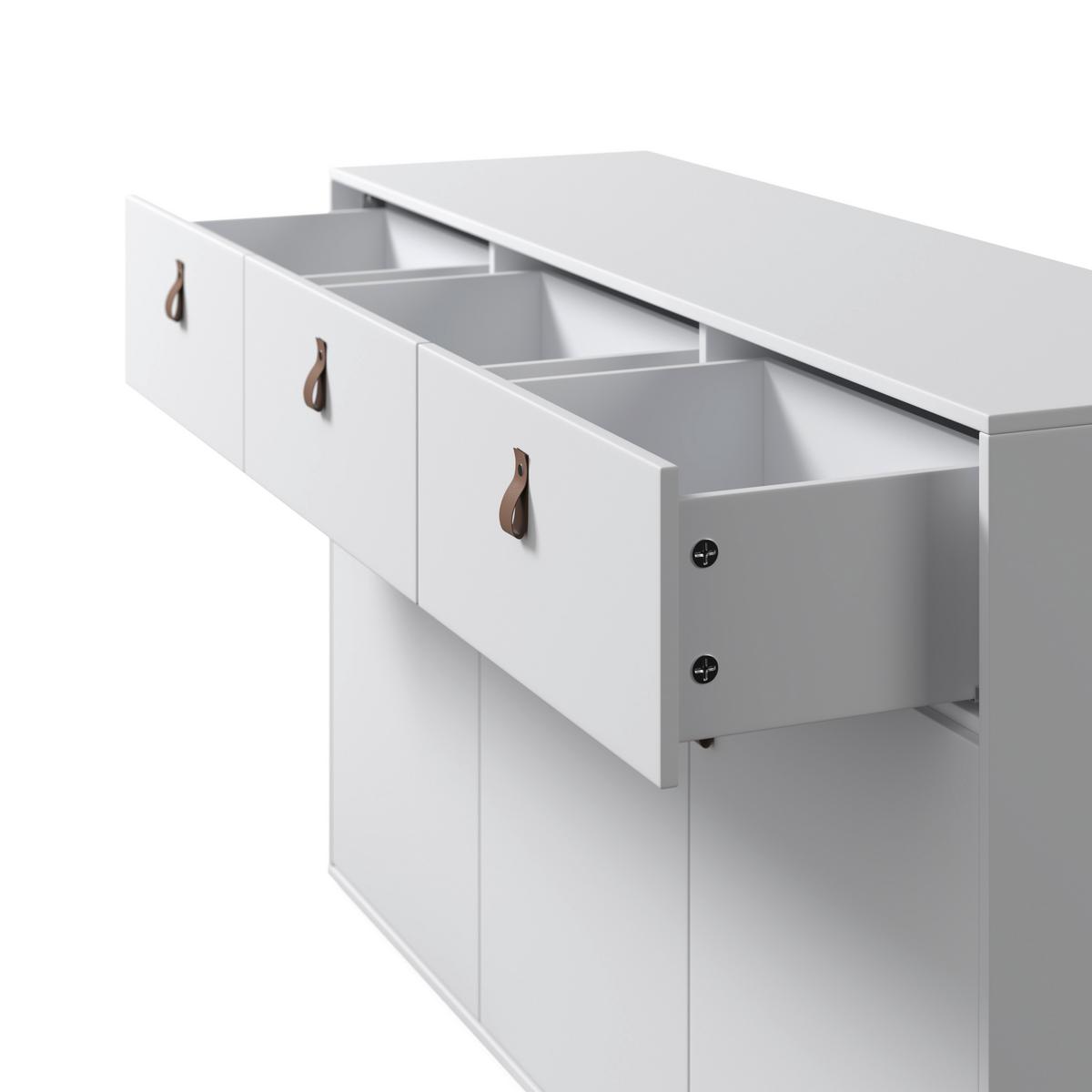 Sideboard Mick Weiß MDF - Schwarz/Braun, MODERN, Kunststoff/Textil (138/80/40cm) - Bessagi Home