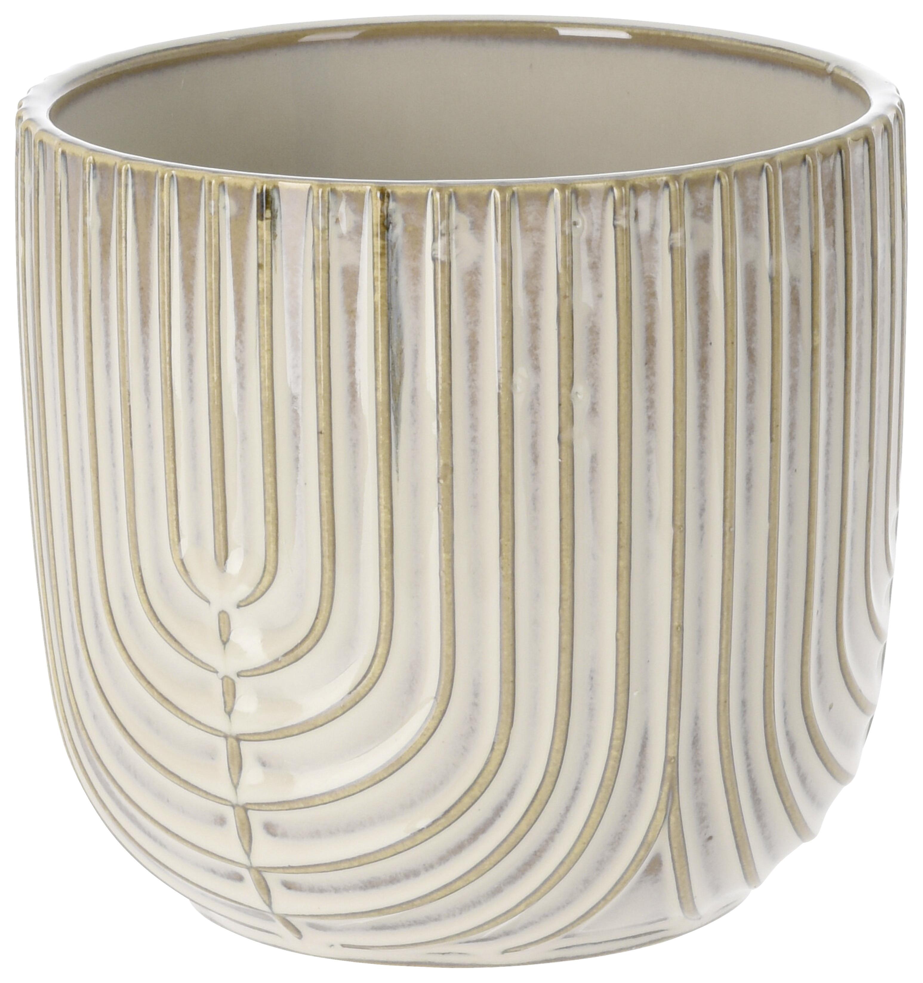Virágkaspó Wavy - krémszínű, Basics, kerámia (13,6/12,8cm)