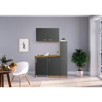 Miniküche Grau/Eiche m. Geräten B: ca. 130 cm - Eichefarben/Grau, MODERN, Holzwerkstoff (130cm) - Respekta