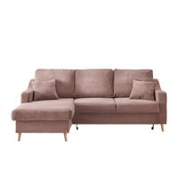 Ecksofa Valentina Rosa Cord - Rosa/Naturfarben, Design, Holz/Textil (150/228cm) - P & B