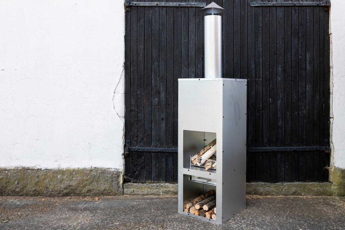 Feuerstelle Makarima ca. 45x199x45 cm Silber - Silberfarben, KONVENTIONELL, Metall (45/199/45cm) - Gardenson