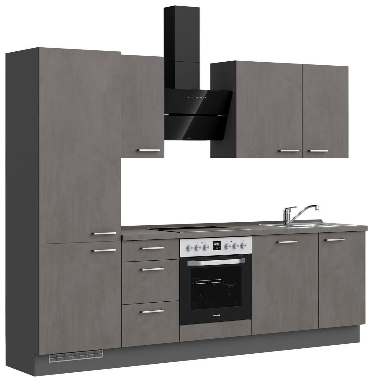 Küchenblock Riva High m. Geräten Schieferfarben - Schieferfarben/Edelstahlfarben, MODERN, Holzwerkstoff/Metall (270cm) - Nobilia