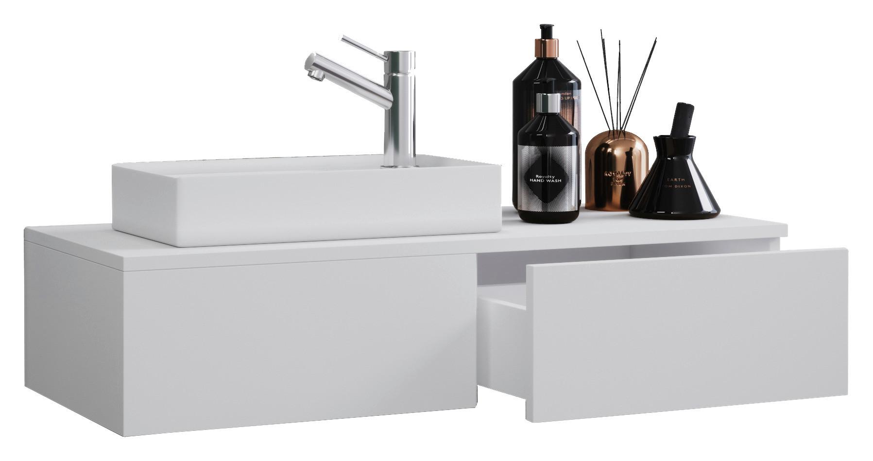 Kombiniran Umivalnik Gudas, Bela - bela, Moderno, leseni material/keramika (85cm) - MID.YOU