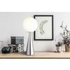 BORDSLAMPA CHARLIE - opal/nickelfärgad, Basics, metall/glas (20/49,5cm)