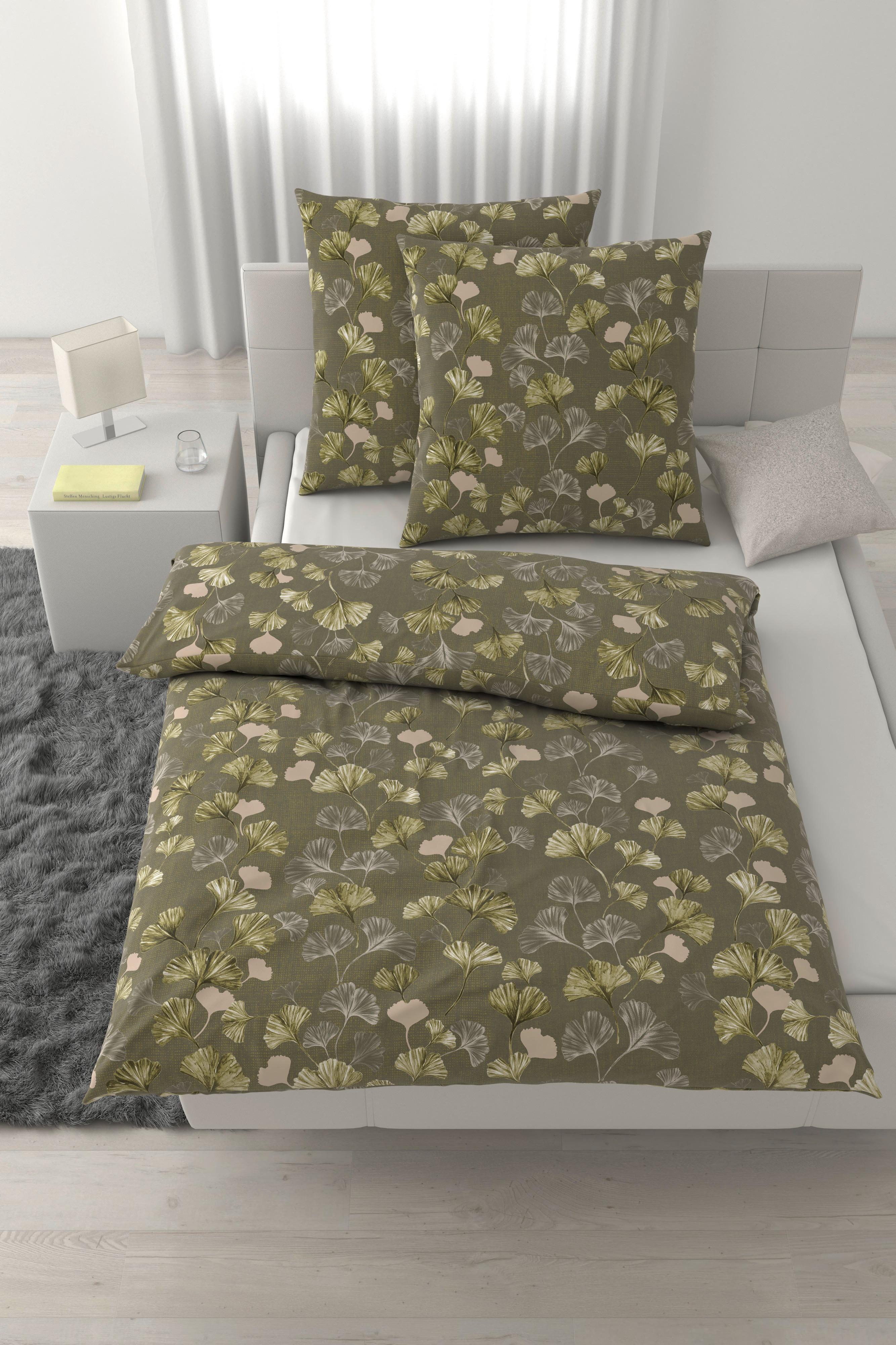Bettwäsche Yuki XXL Grün/Grau ca. 200x200cm - Grün, MODERN, Textil (200/200cm) - Mömax