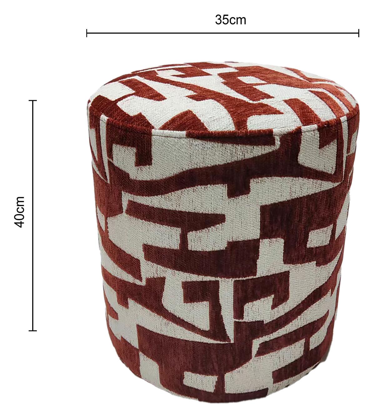 Hocker Marie Weiß/Rotbraun - Rotbraun/Weiß, LIFESTYLE, Holzwerkstoff/Textil (35/40/35cm) - Mömax