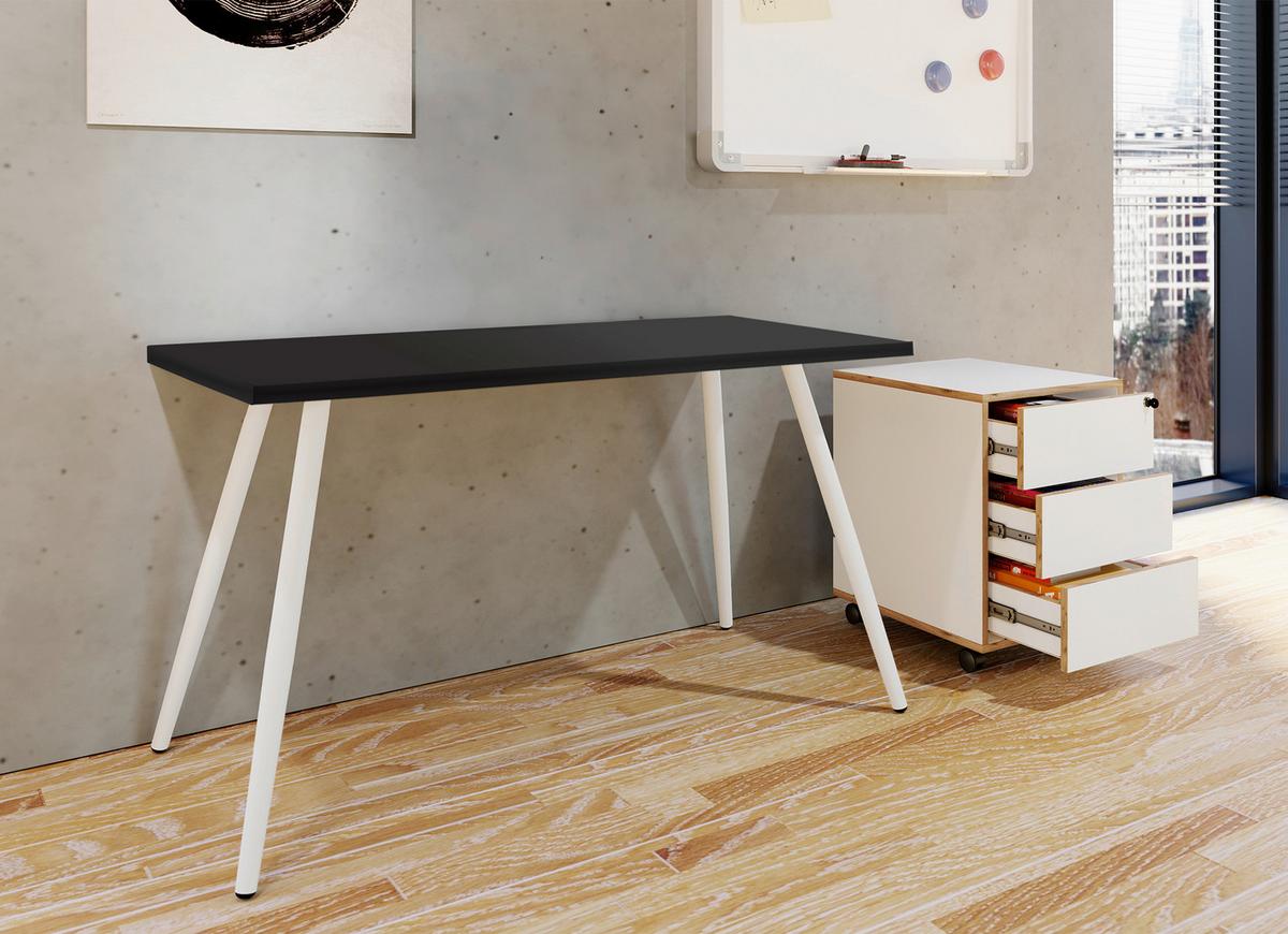 Pisalna Miza Salia, Antracit, Bela, 110x50cm - bela/antracit, Moderno, kovina/leseni material (110/50/70cm) - MID.YOU