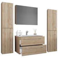 Kopalnica Badinos, Hrast - siva/bela, Moderno, kovina/leseni material (127cm) - MID.YOU