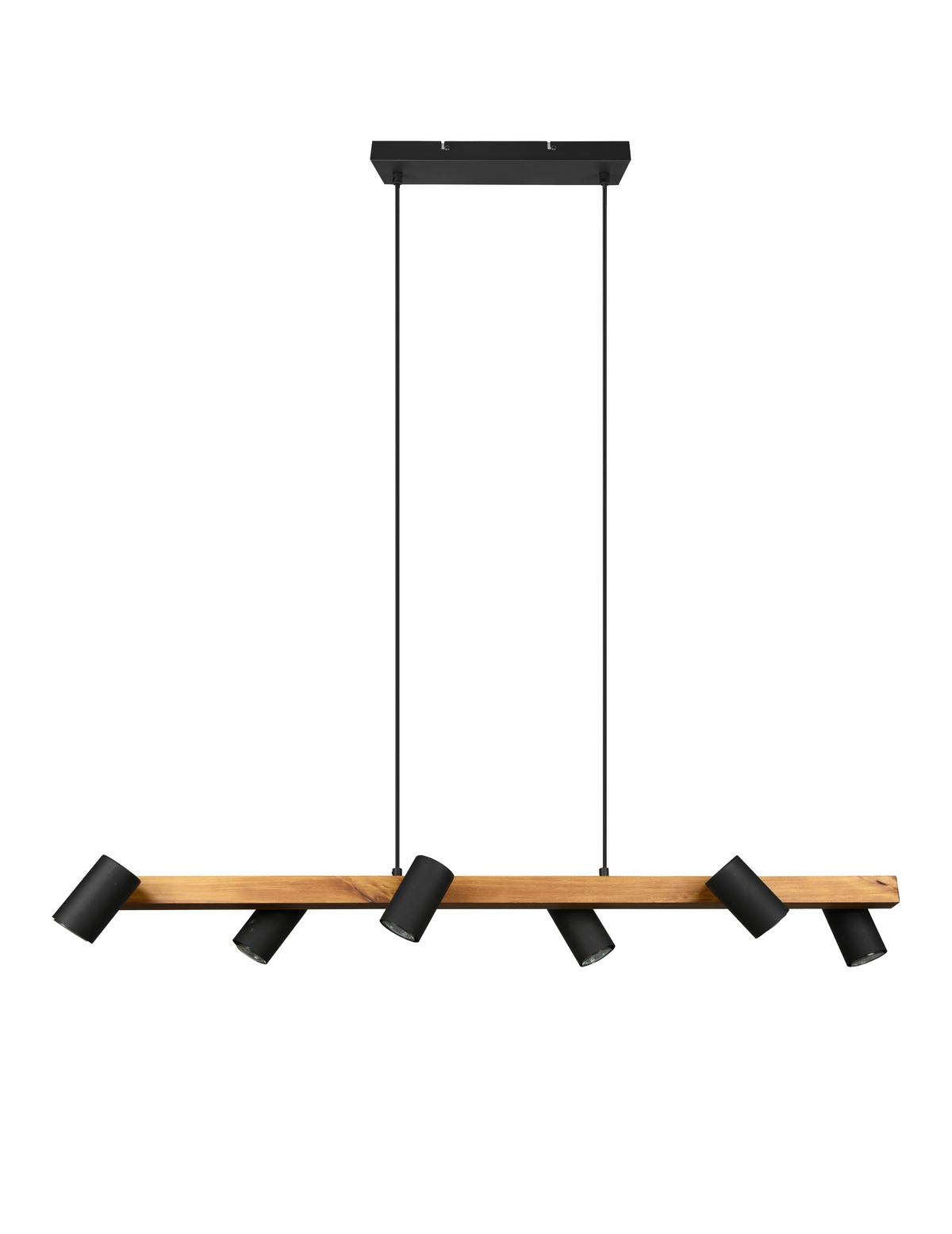 Hängeleuchte Marley Schwarz max. 35 Watt - Schwarz, Basics, Holz/Metall (115/20/150cm) - Trio Leuchten