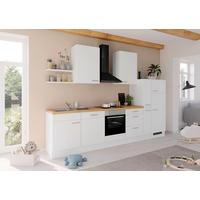 Küchenblock IKZ mit Geräten ca. 330 cm Weiß - Edelstahlfarben/Eichefarben, Design, Holzwerkstoff/Metall (330cm) - Impuls