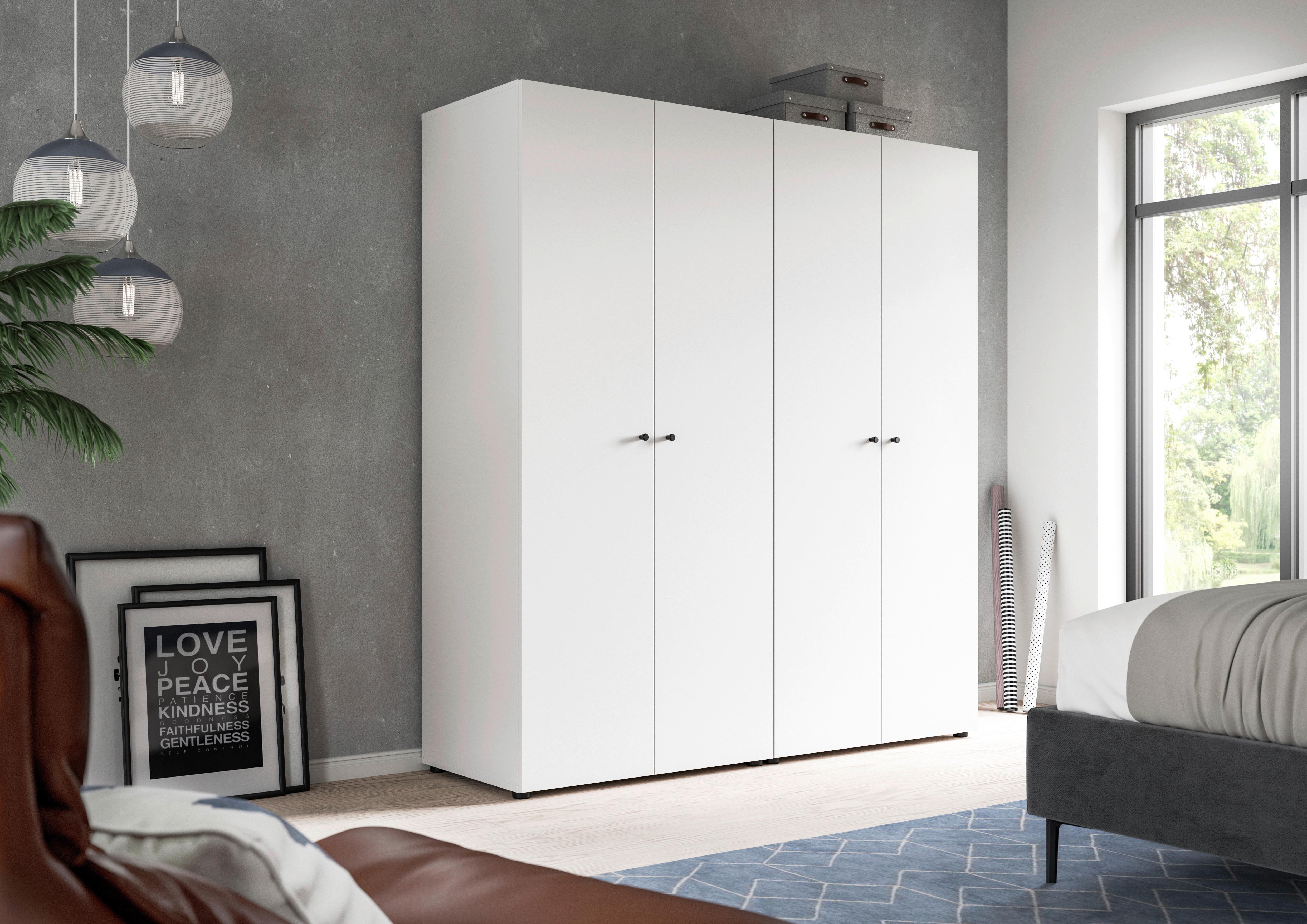 Drehtürenschrank DARWIN ca.160x176x51cm Weiß - Schwarz/Weiß, MODERN, Holzwerkstoff/Kunststoff (160/176/51cm) - MID.YOU