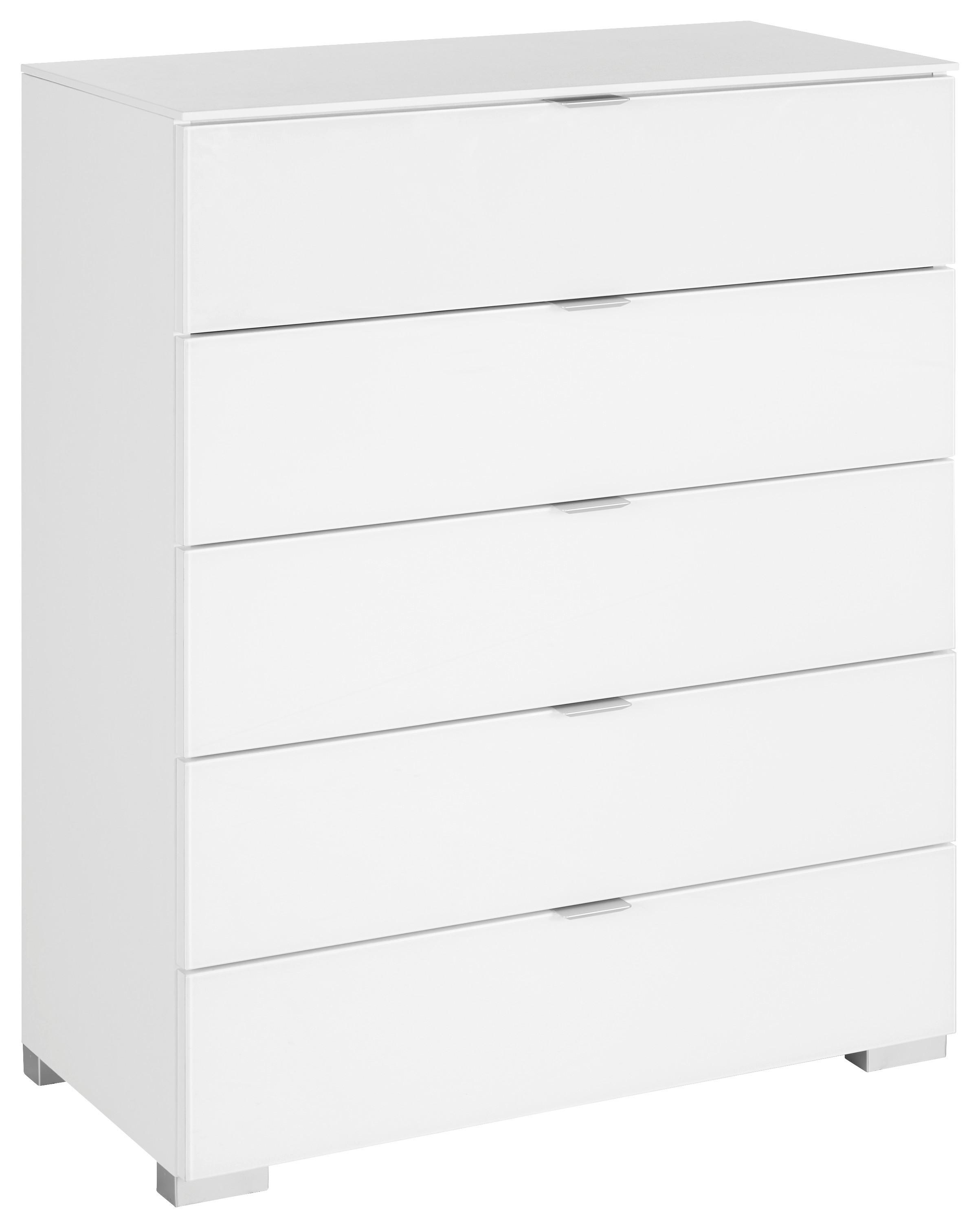 Kommode in Weiss - Weiss/Alufarben, Modern, Glas/Holzwerkstoff (80/96/40cm) - Premium Living