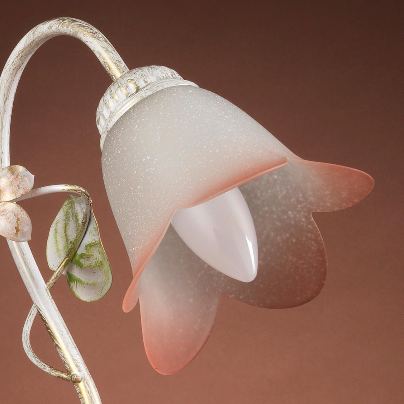 Tischleuchte Botton d'oro Weiß/Pink max. 6 Watt - Weiß, Natur, Glas/Metall (23/15/31cm)