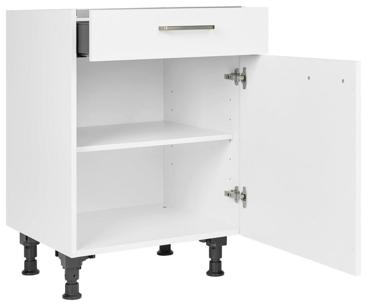 Kochfeldumbauschrank Touch Weiß - Edelstahlfarben/Weiß, MODERN, Holzwerkstoff/Metall (60/87/56cm) - Nobilia