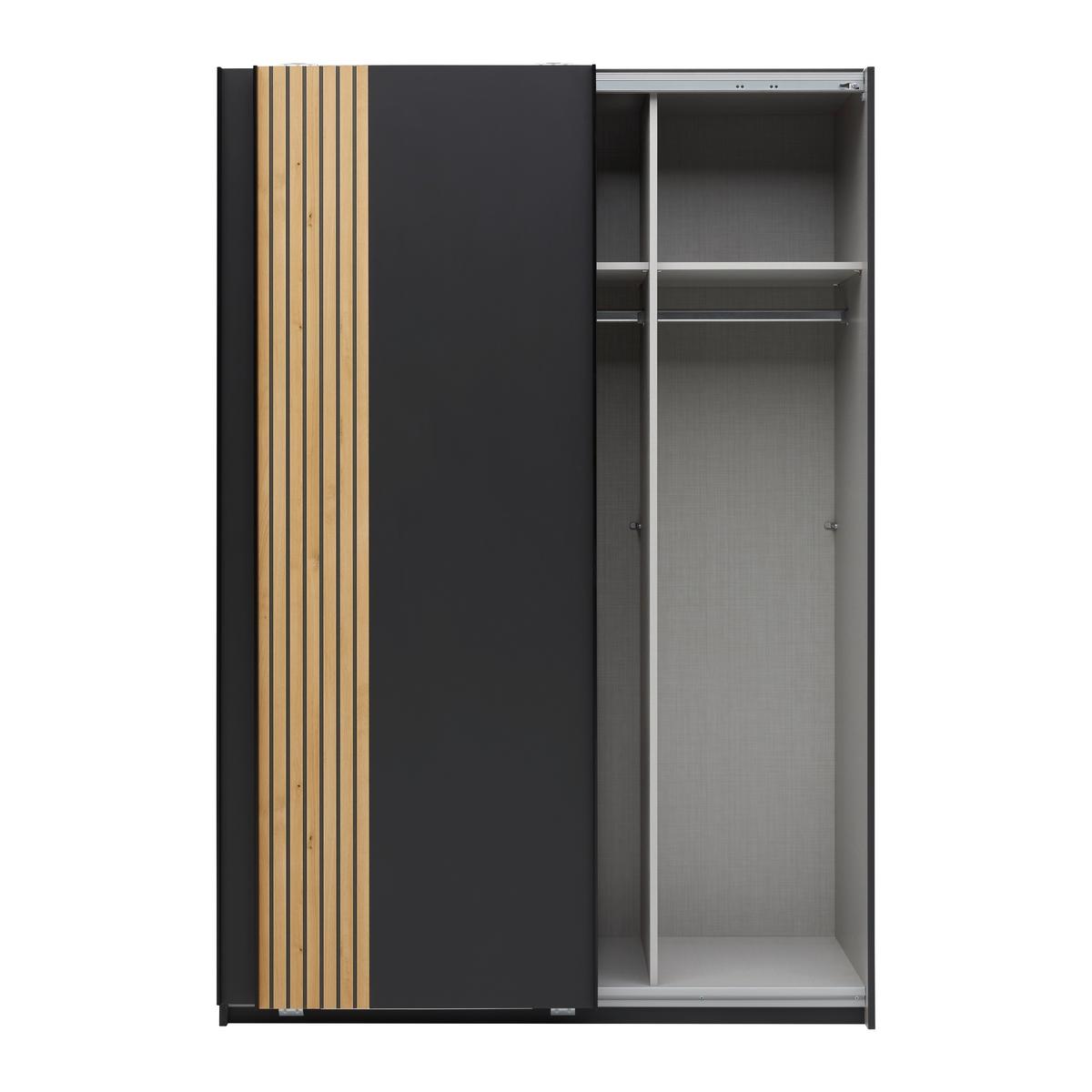 Schwebetürenschrank Sila in Graphitfarben/Eiche Artisan - Schwarz/Graphitfarben, Konventionell, Holzwerkstoff/Metall (135/198/65cm) - Mömax