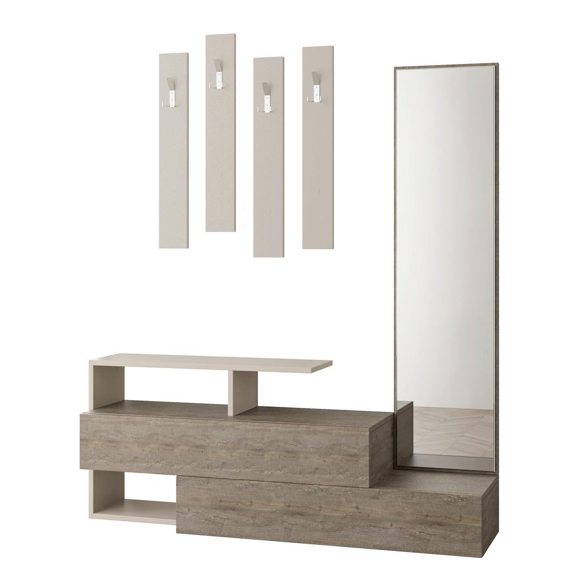 Garderobe Ramda ca. 137x154x35 cm Mokka - Braun/Mokka, Design, Holzwerkstoff (137/154/35cm) - Livetastic